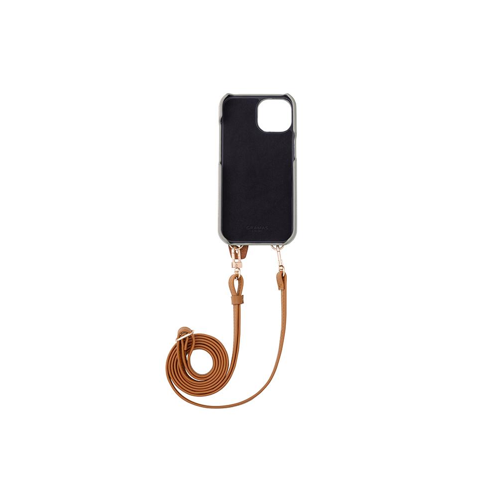【Gramas】iPhone 15 6.1吋 Bologna 仕女吊繩腕帶皮革手機殼 (米)