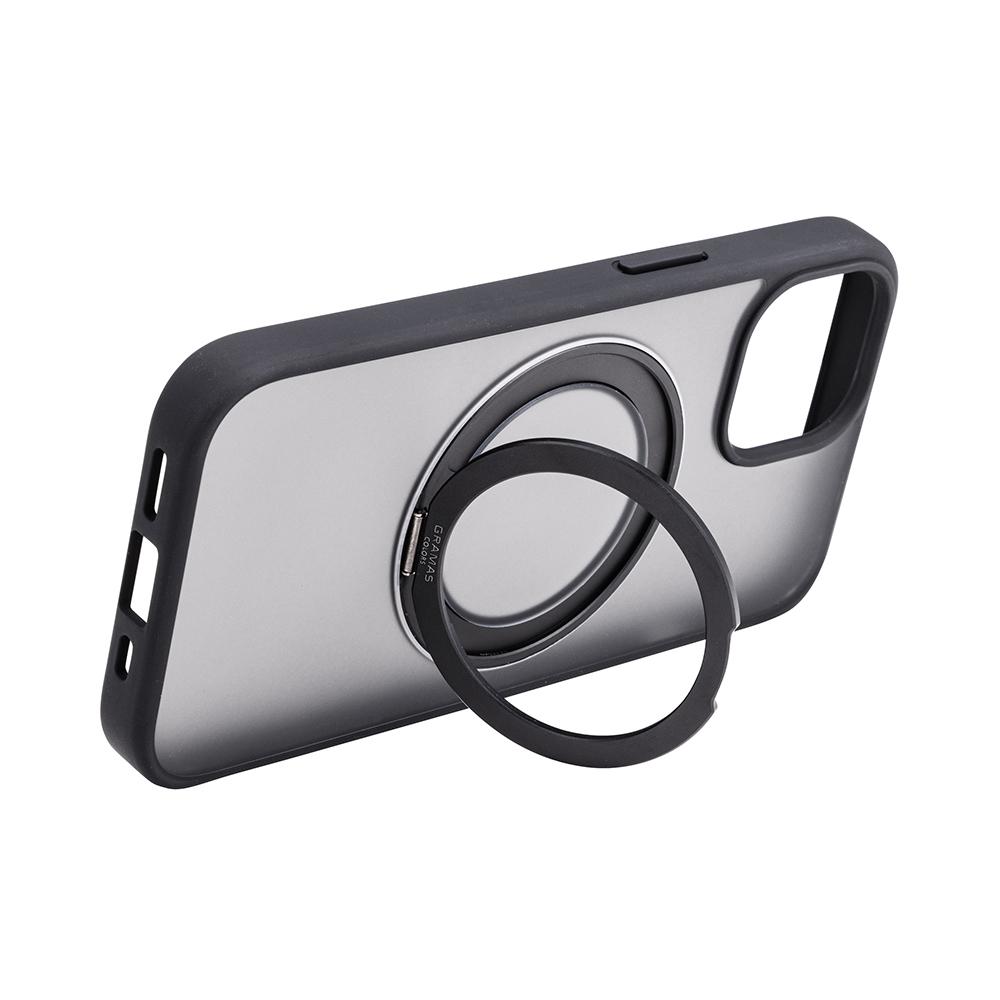 【Gramas】iPhone 15 6.1吋 Mag-O 支架磁吸透明保護殼 (黑)