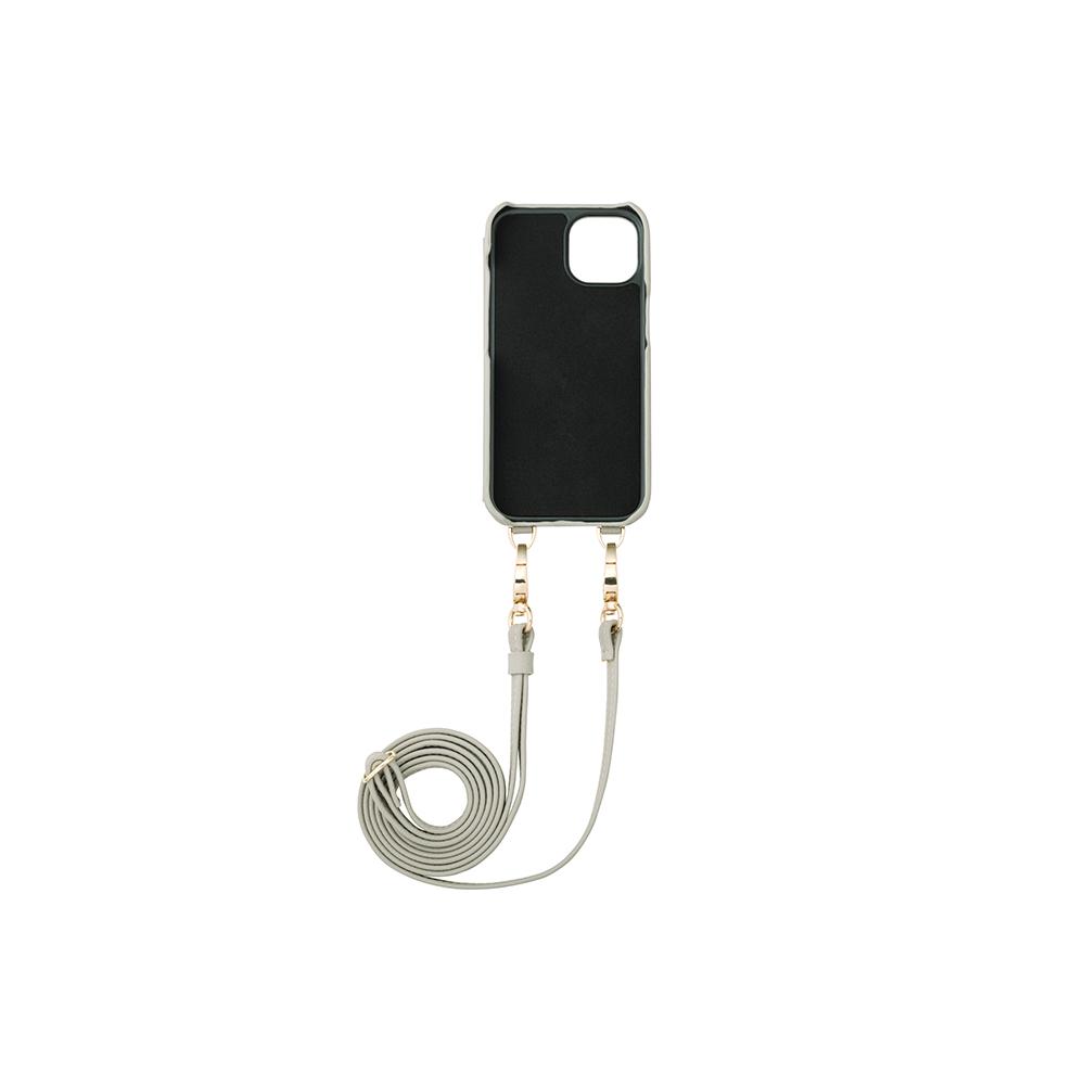 【Gramas】iPhone 15 6.1吋 Mou 背掀式吊繩皮革手機殼 (玫瑰)