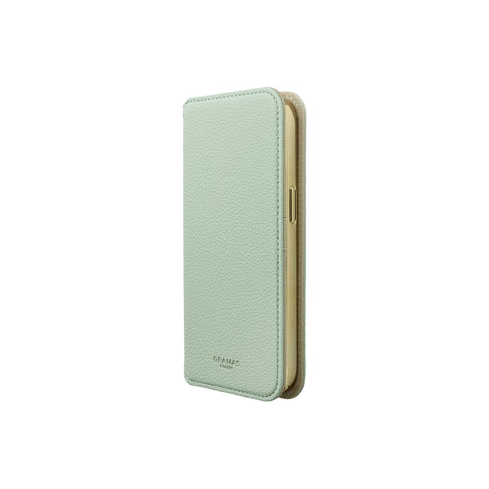 【Gramas】iPhone 15 6.1吋 Shrink 時尚工藝 掀蓋式皮套 (綠)