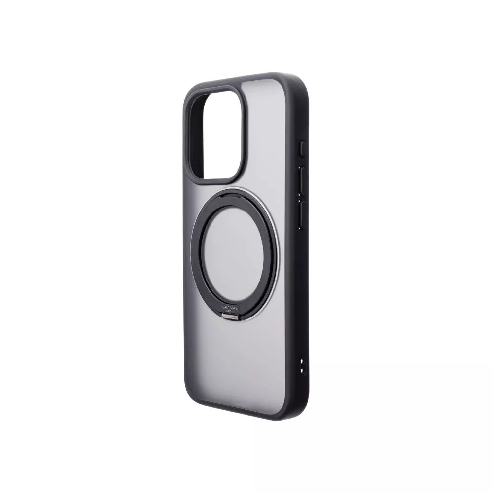 【Gramas】iPhone 15 Pro 6.1吋 Mag-O 支架磁吸透明保護殼 (黑)