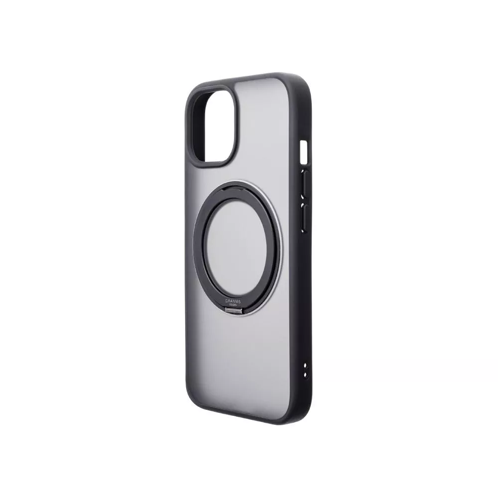 【Gramas】iPhone 15 Pro Max 6.7吋 Mag-O 支架磁吸透明保護殼 (黑)