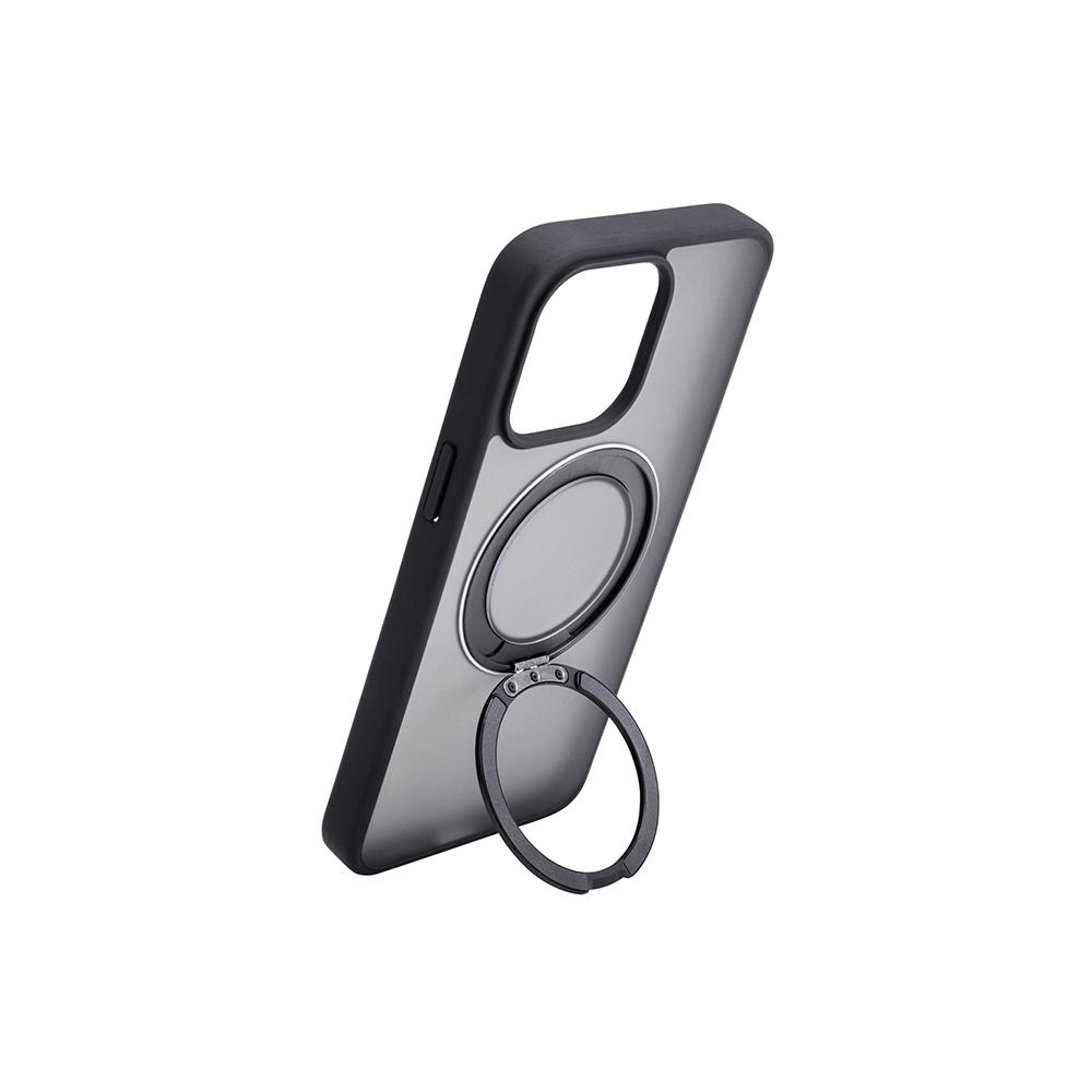 【Gramas】iPhone 15 Pro Max 6.7吋 Mag-O 支架磁吸透明保護殼 (黑)