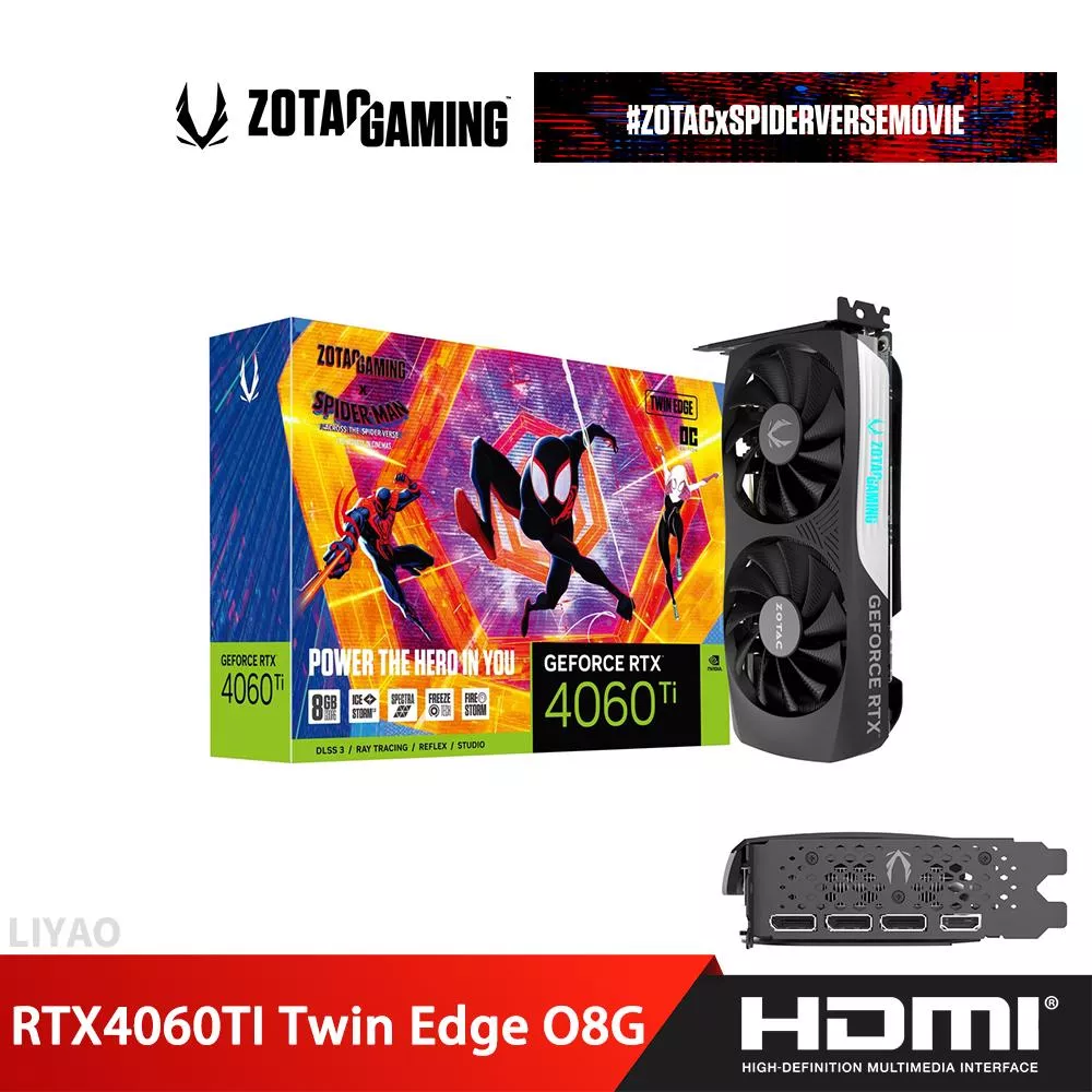 ZOTAC 索泰 GAMING GeForce RTX4060TI Twin Edge OC 8G SPIDERMAN 顯示卡 (ZT-D40610H-10SMP)