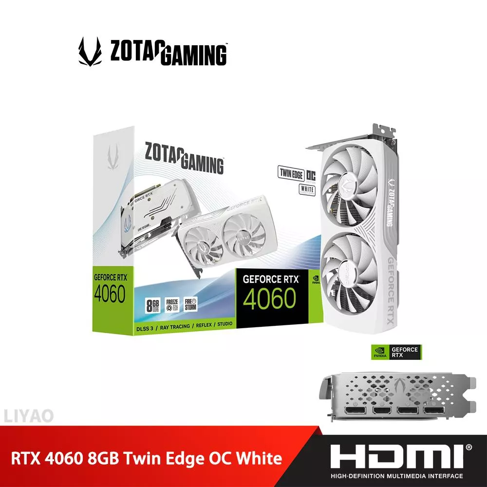 ZOTAC 索泰 GAMING GeForce RTX 4060 8GB Twin Edge OC White Edition  顯示卡 (ZT-D40600Q-10M )