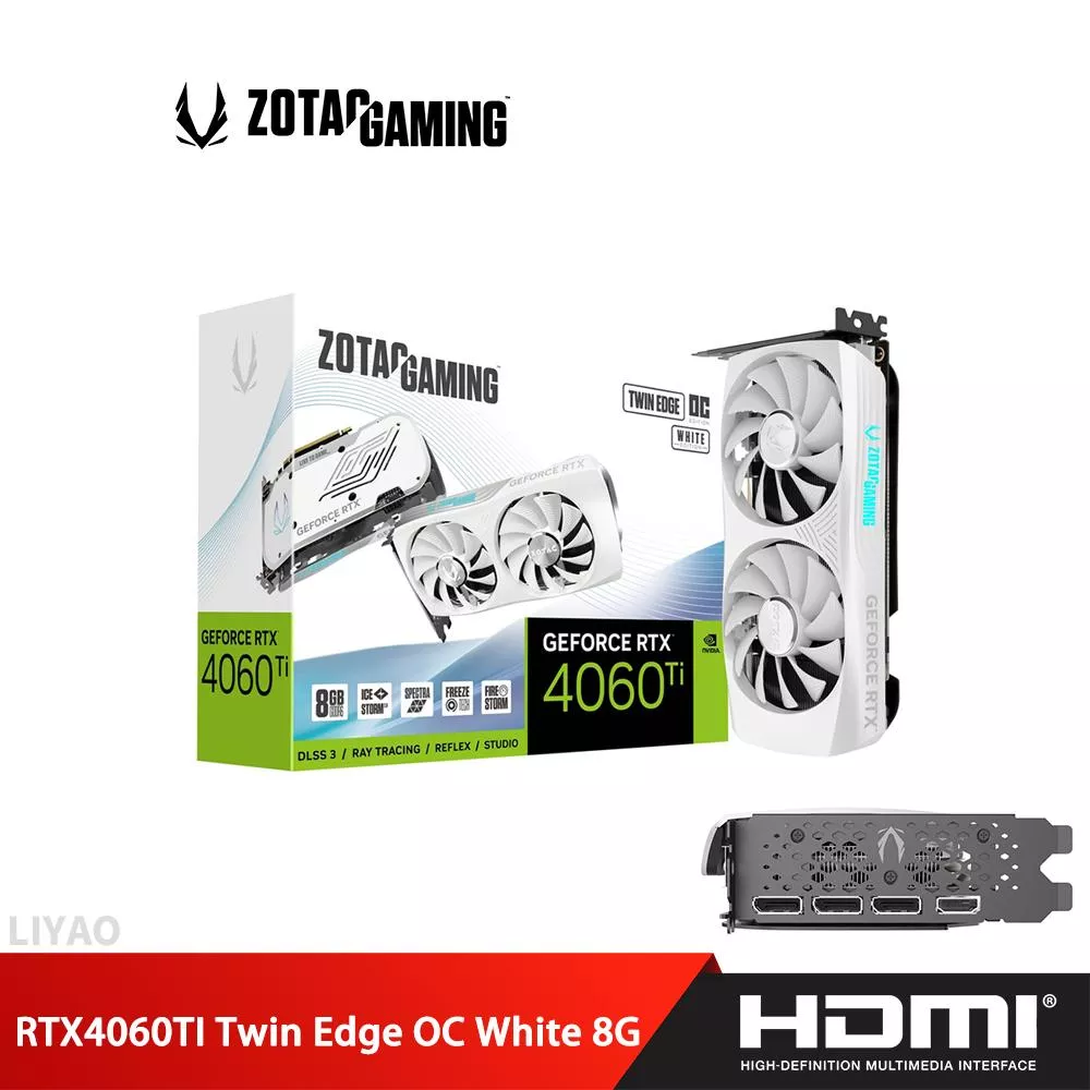 ZOTAC 索泰 GAMING GeForce RTX4060TI Twin Edge OC White Edition 8G 顯示卡 (ZT-D40610Q-10M)