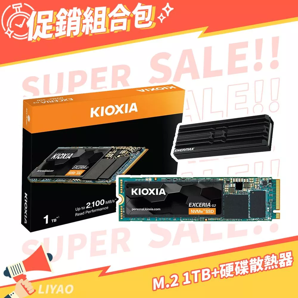 KIOXIA Exceria G2 SSD M.2 1TB+安耐美 M.2 2280 SSD 固態硬碟散熱器 ESC001