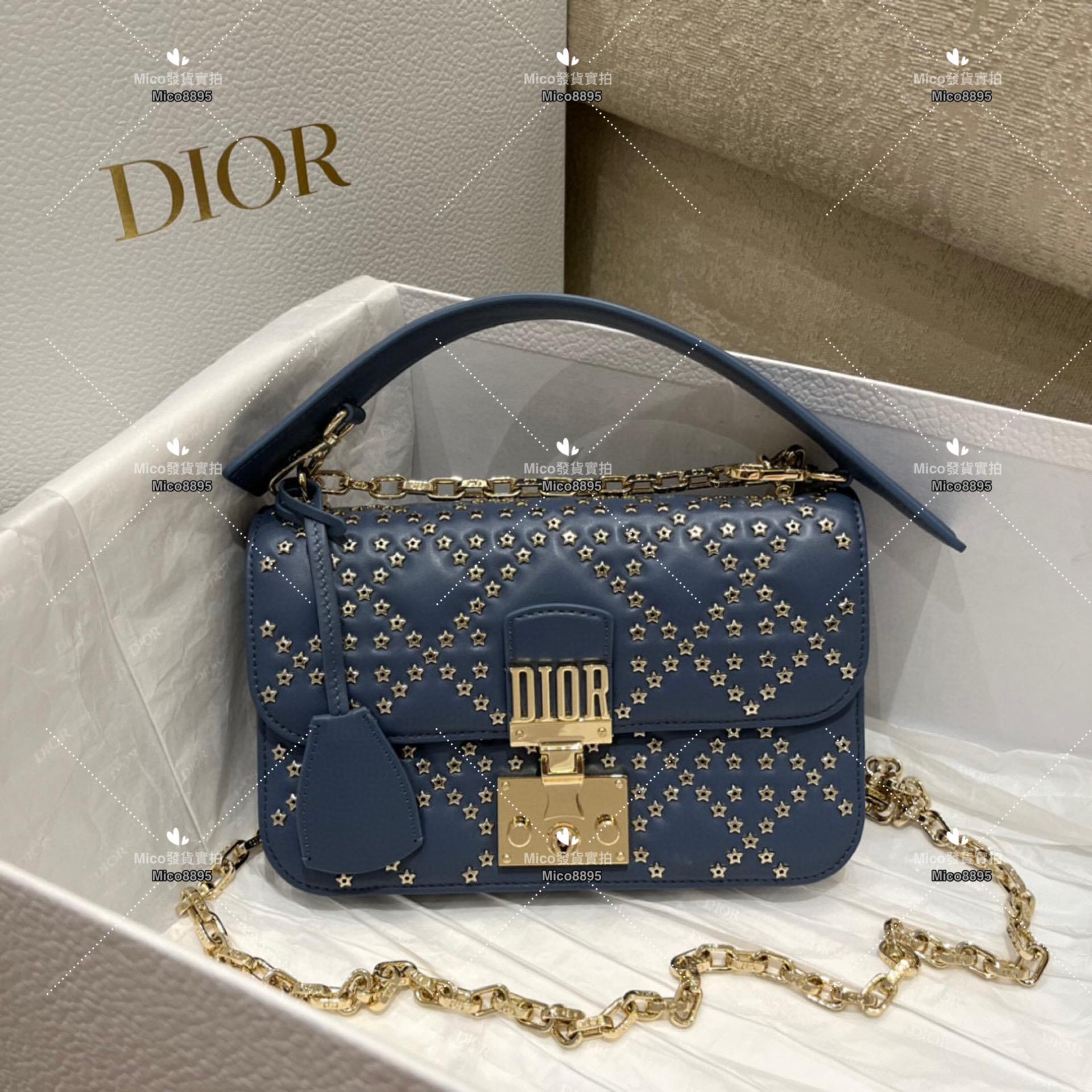 Dior LUCKY七夕限定系列，Addict 經典鏈條鎖扣包 藍色 21cm