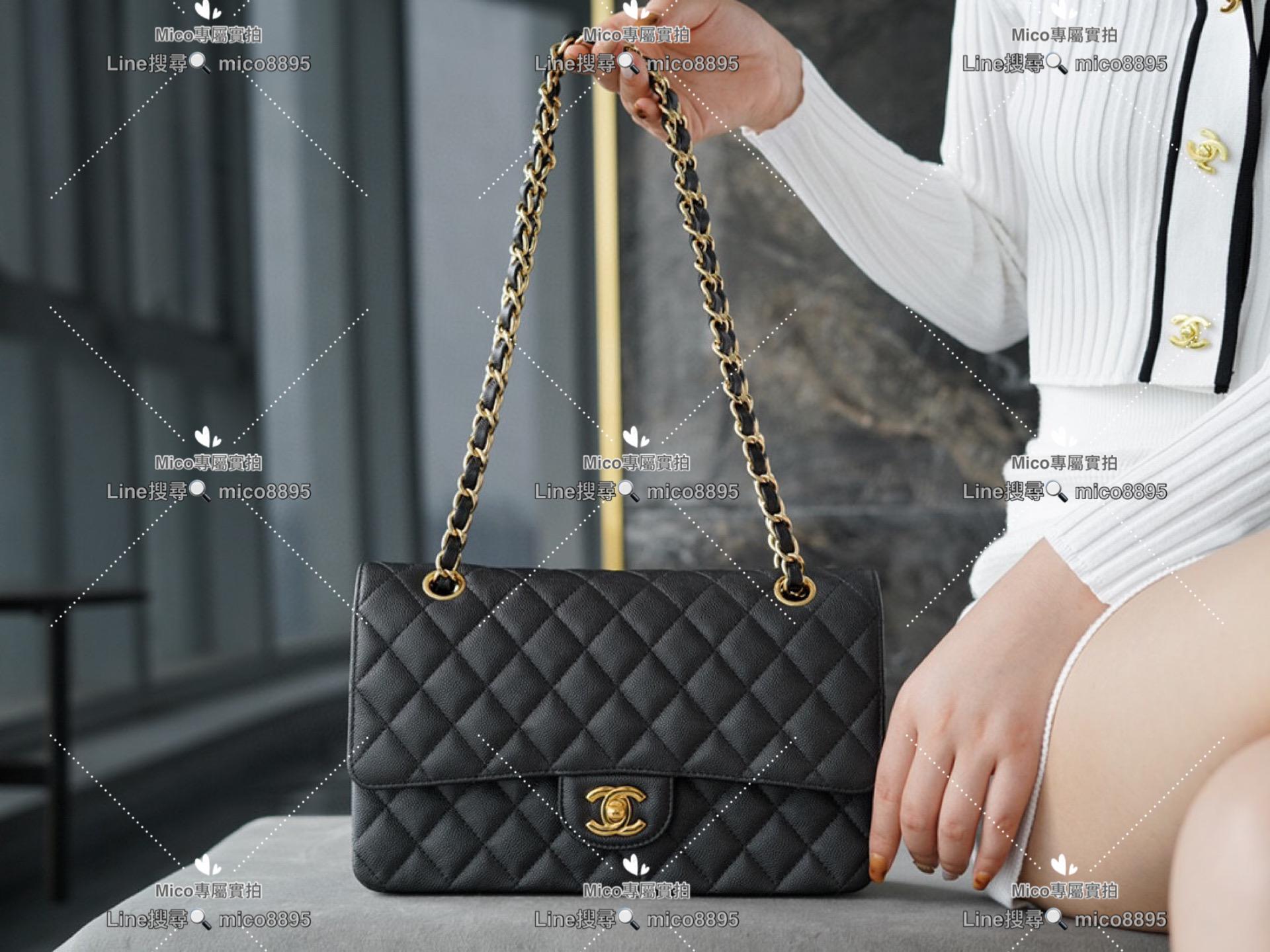 Chanel 香奈兒 ℂ𝔽 𝗖𝗹𝗮𝘀𝘀𝗶𝗰 𝗙𝗹𝗮𝗽 |原廠魚子醬🐂 中號 黑金🖤 25cm