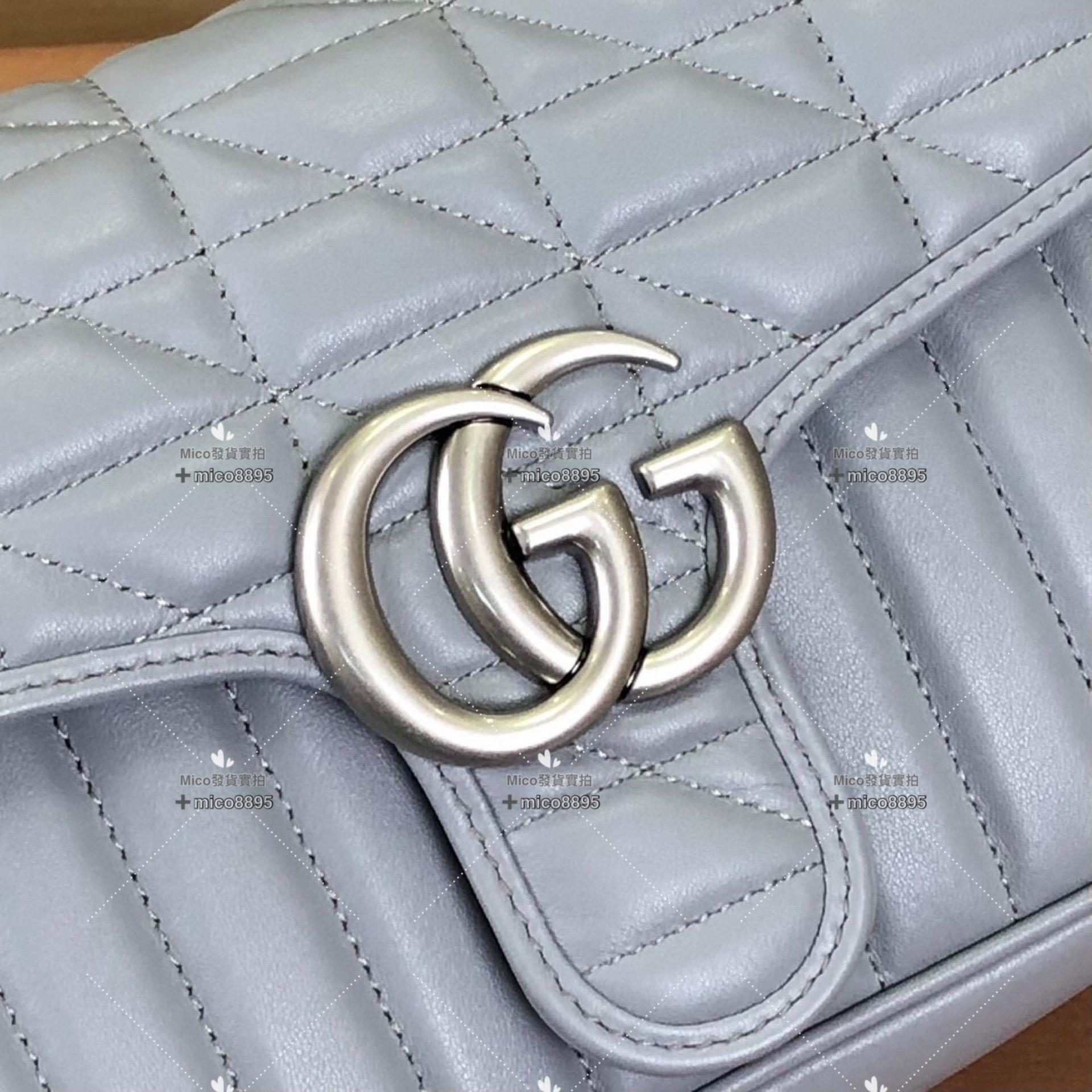 Gucci 幾何系列 銀色五金 灰色中號 26cm