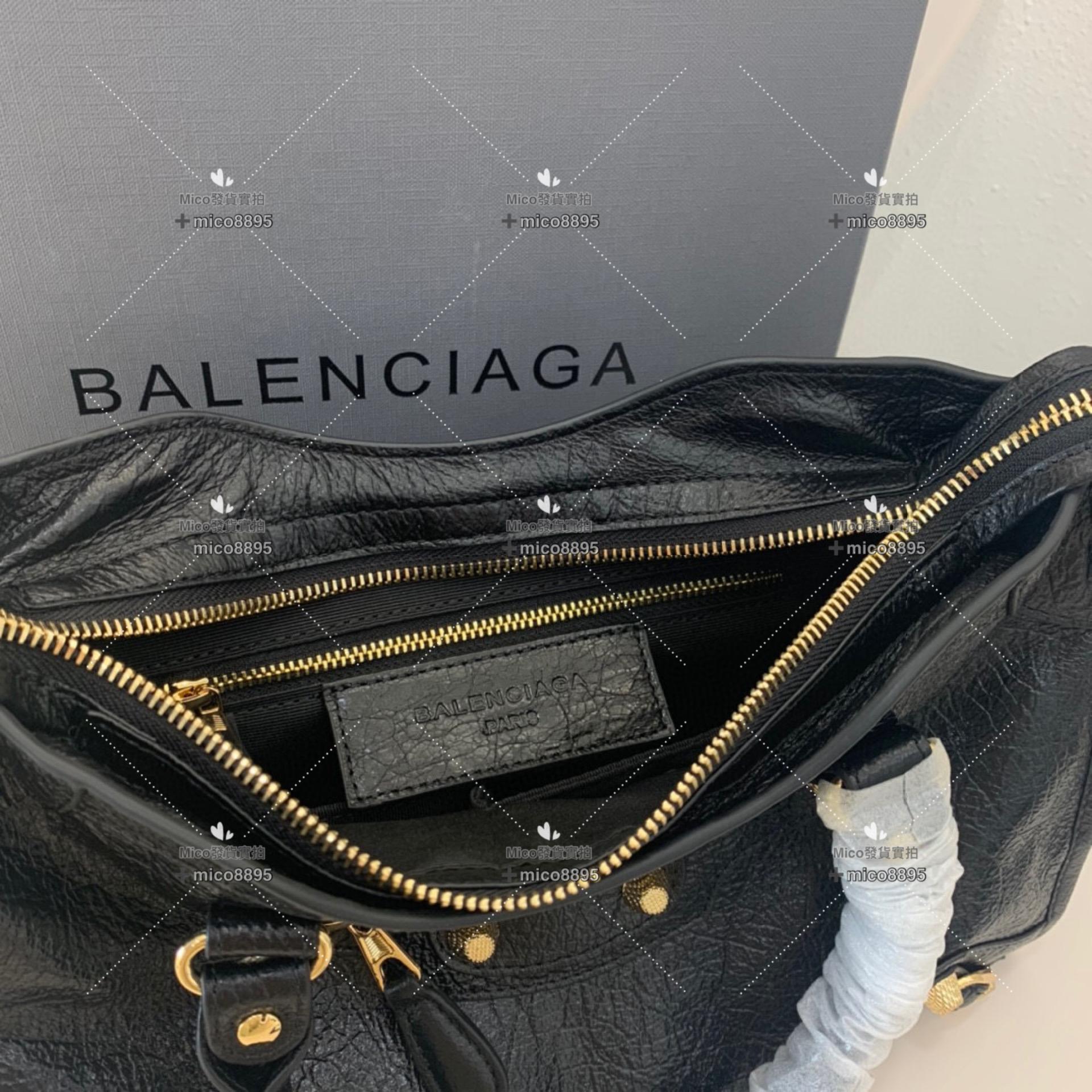 Balenciaga 爆裂皮革 綿羊皮 玫瑰金釦 機車包 通勤🉑️ 38cm