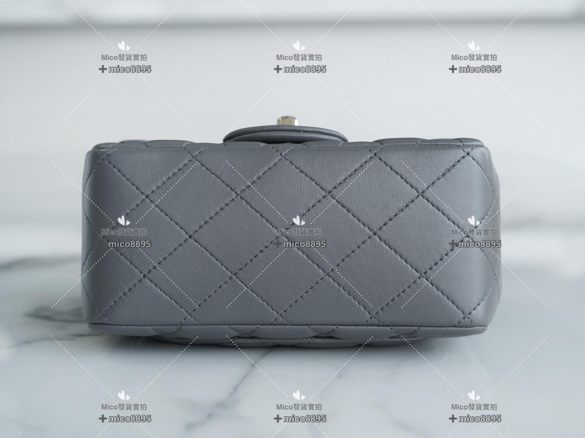 Chanel 「Classic Flap」經典口蓋包 深灰色 方胖子 18cm