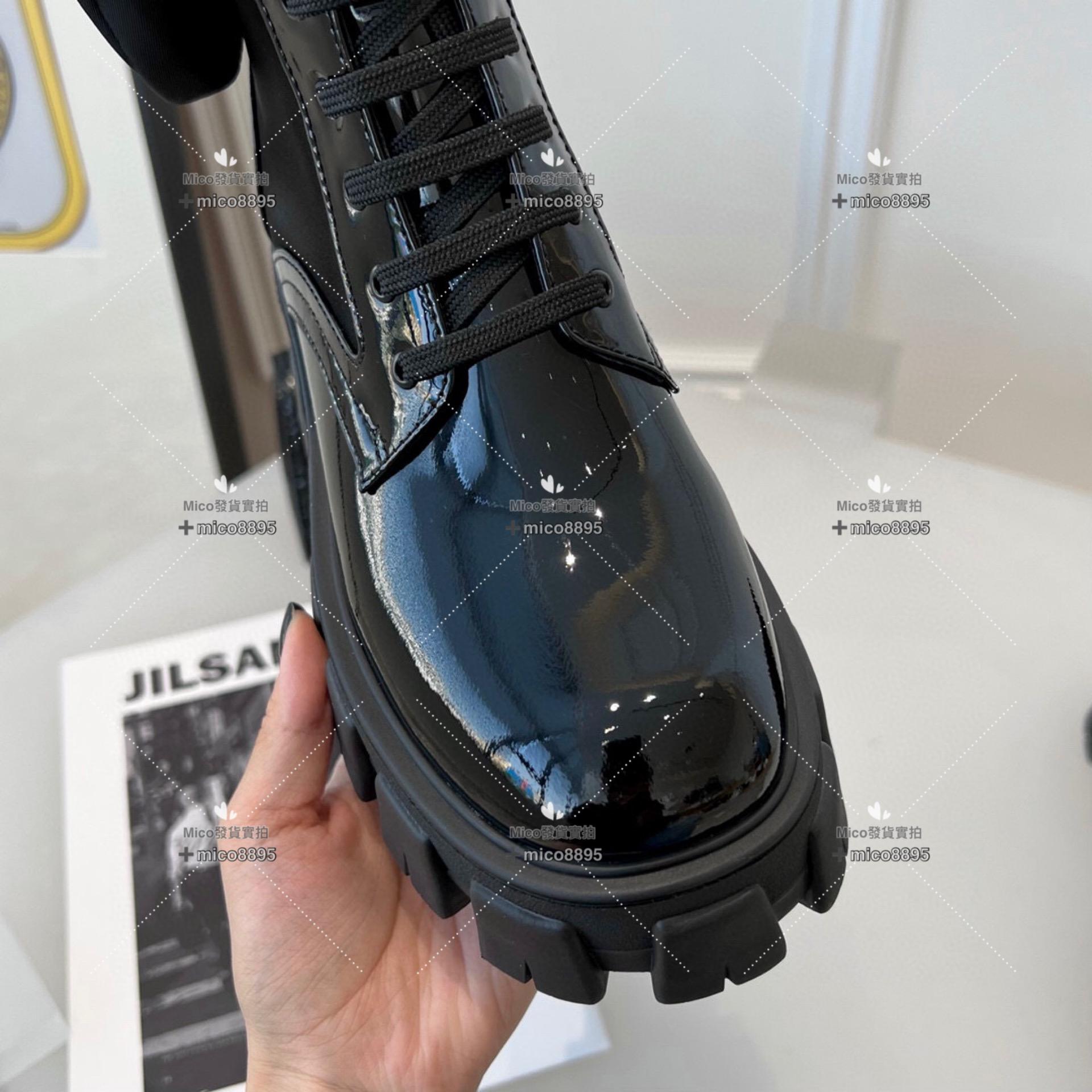 𝐏𝐫𝐚𝐝𝐚 漆皮黑色 Monolith系列短靴 厚底鞋 馬丁靴 5.5cm 35-39🉑️訂40.41
