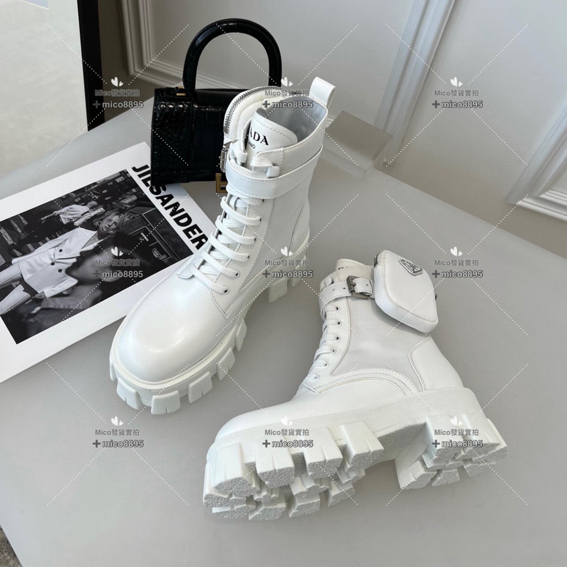 𝐏𝐫𝐚𝐝𝐚 白色 Monolith系列短靴 厚底鞋 馬丁靴 5.5cm 35-39🉑️訂40.41