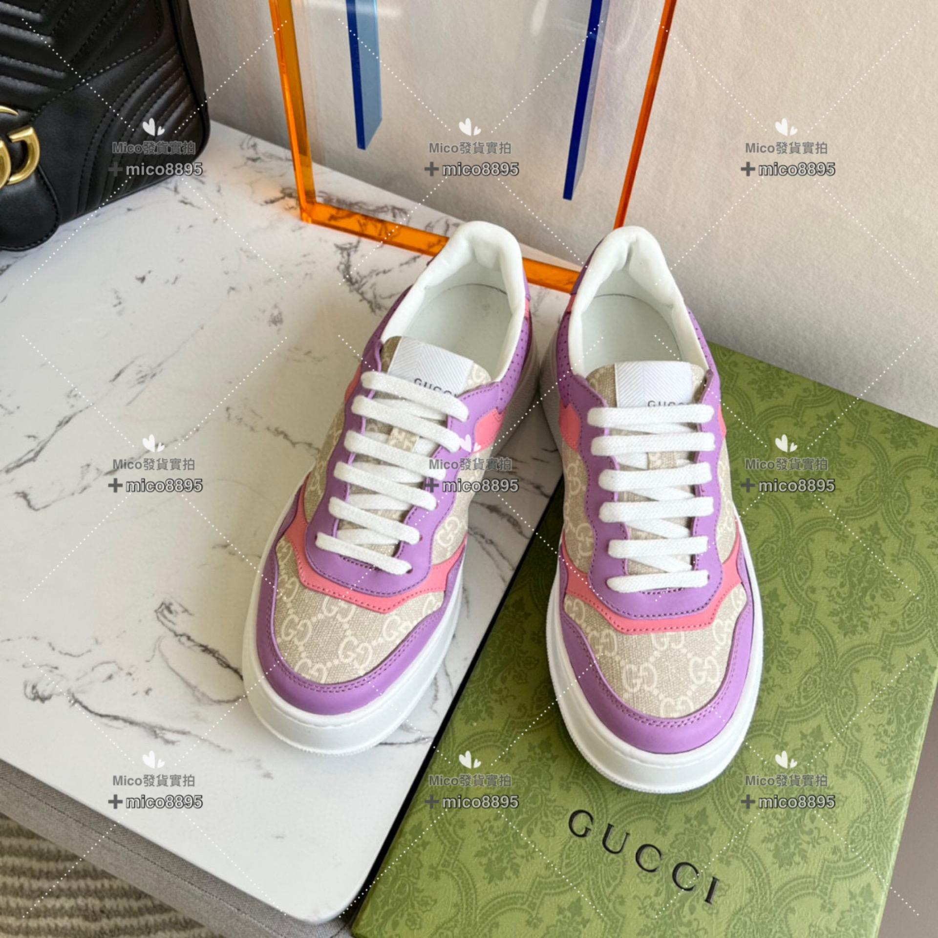 Gucci 紫色拼色 復古厚底休閒鞋 底厚5cm 35-39