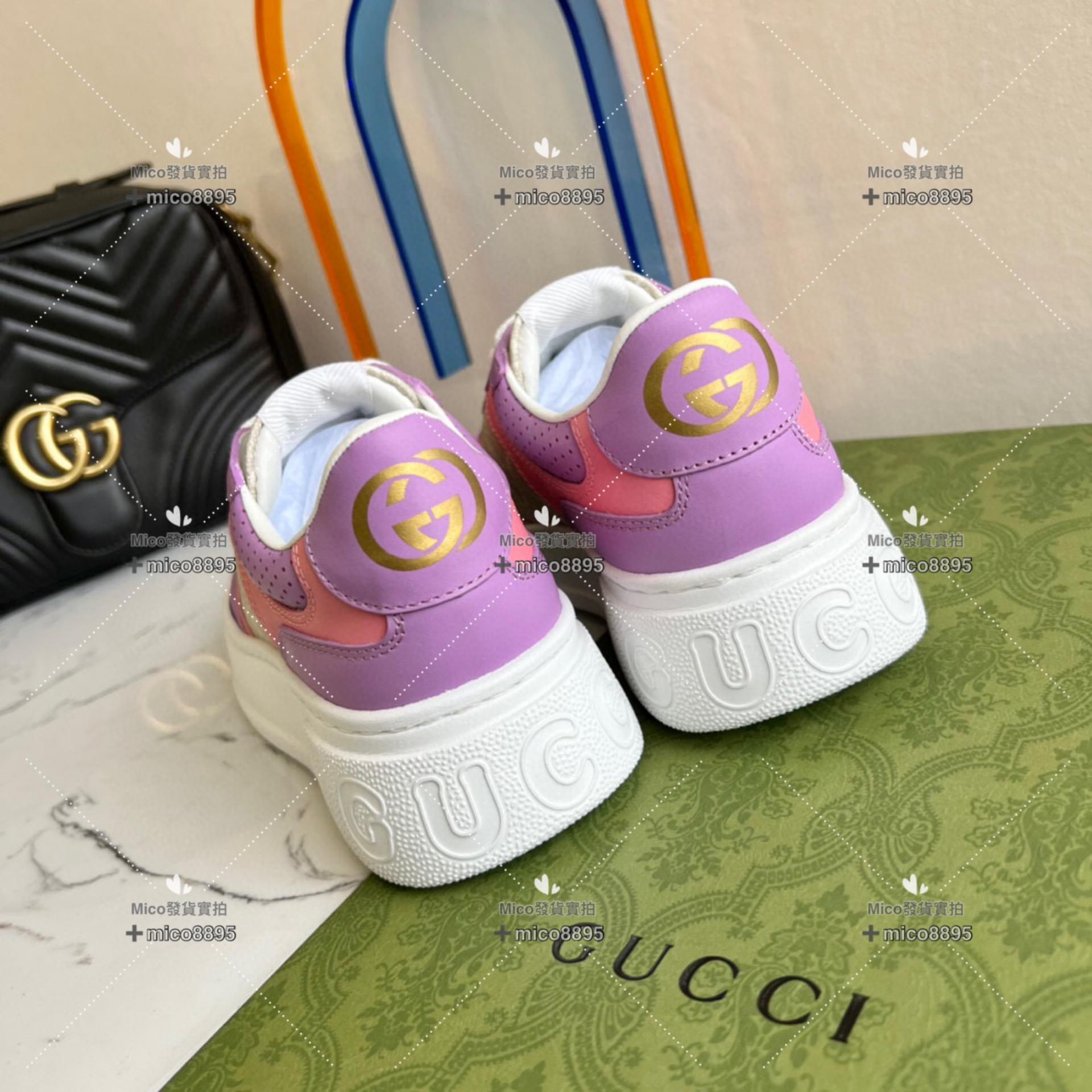 Gucci 紫色拼色 復古厚底休閒鞋 底厚5cm 35-39