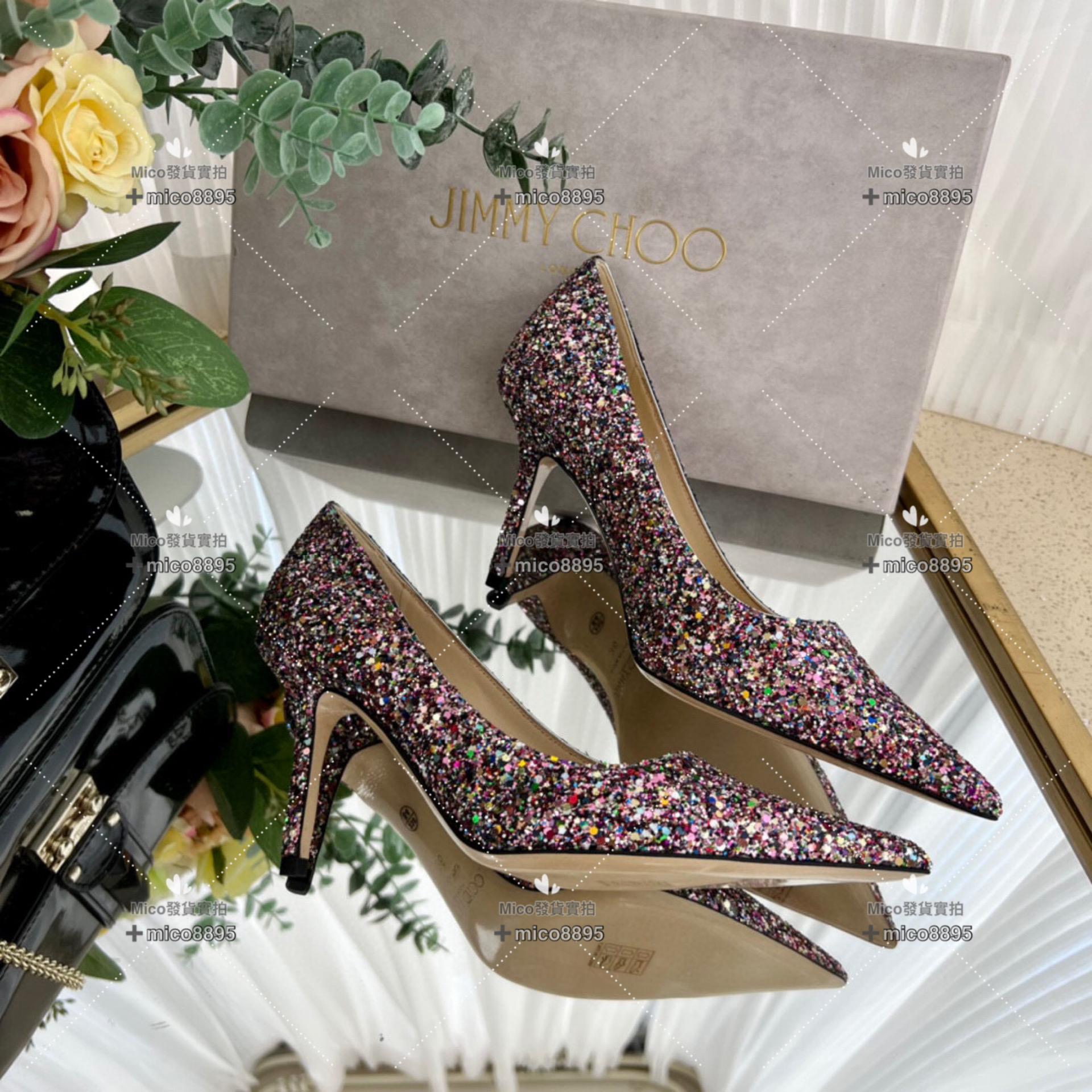 Jimmy Choo 黑彩亮片經典款高跟鞋 婚鞋 35-40