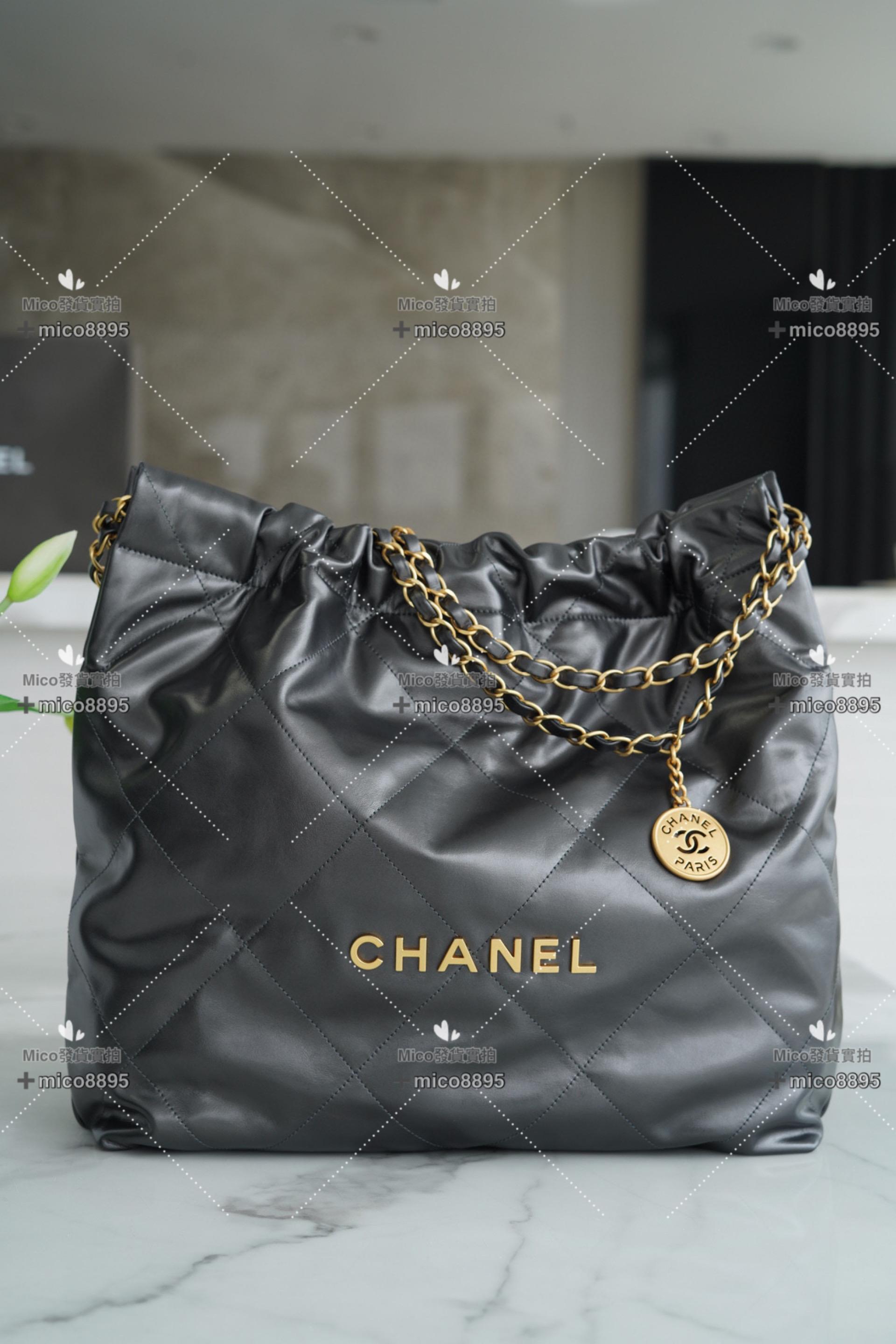 Chanel 新款 超實用𝟐𝟐手袋 金屬灰/金釦 中號/牛皮 購物包/通勤包/媽媽包