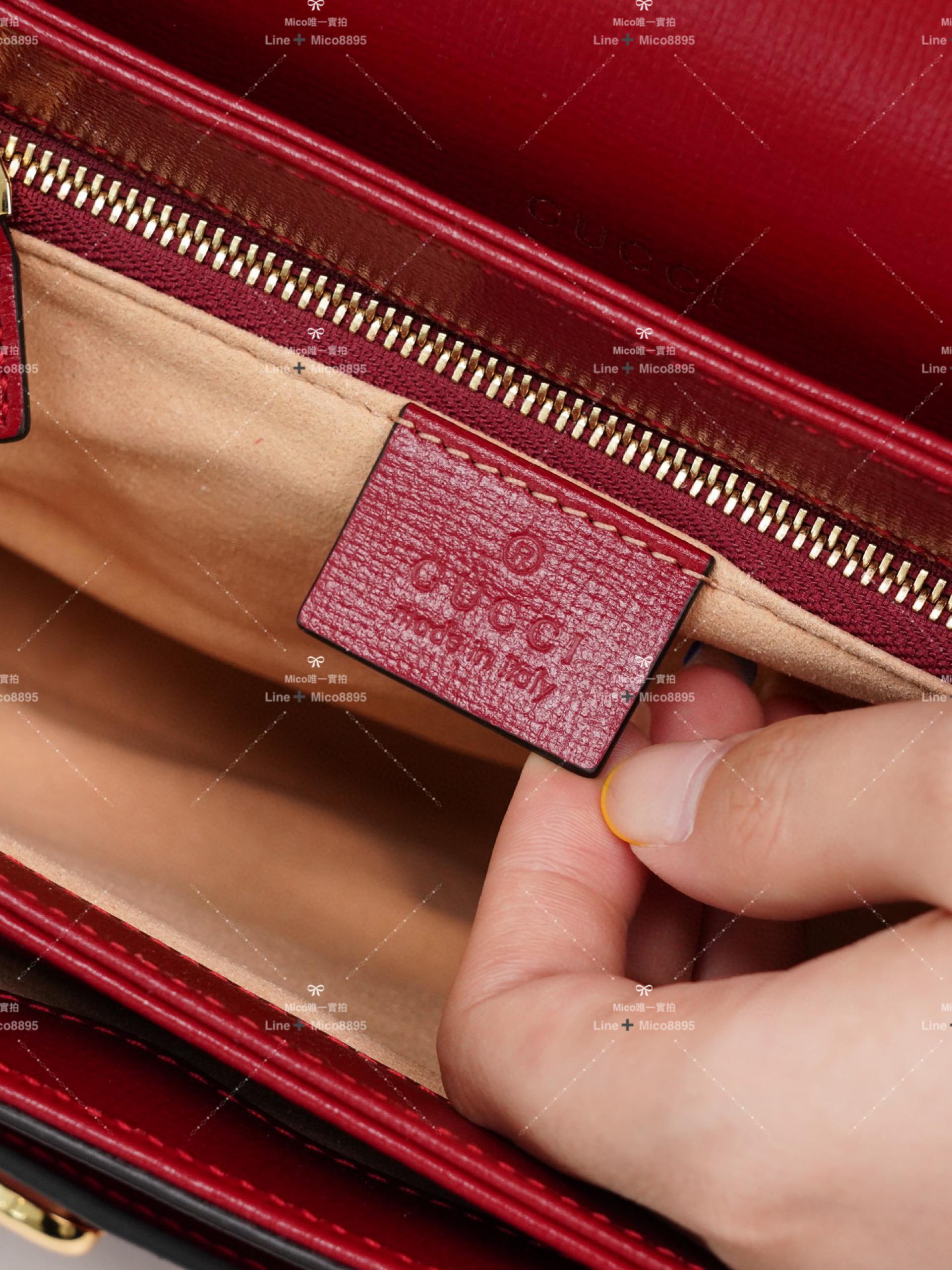 Gucci 1955系列 馬銜扣1955全皮系列 國旗紅 25cm