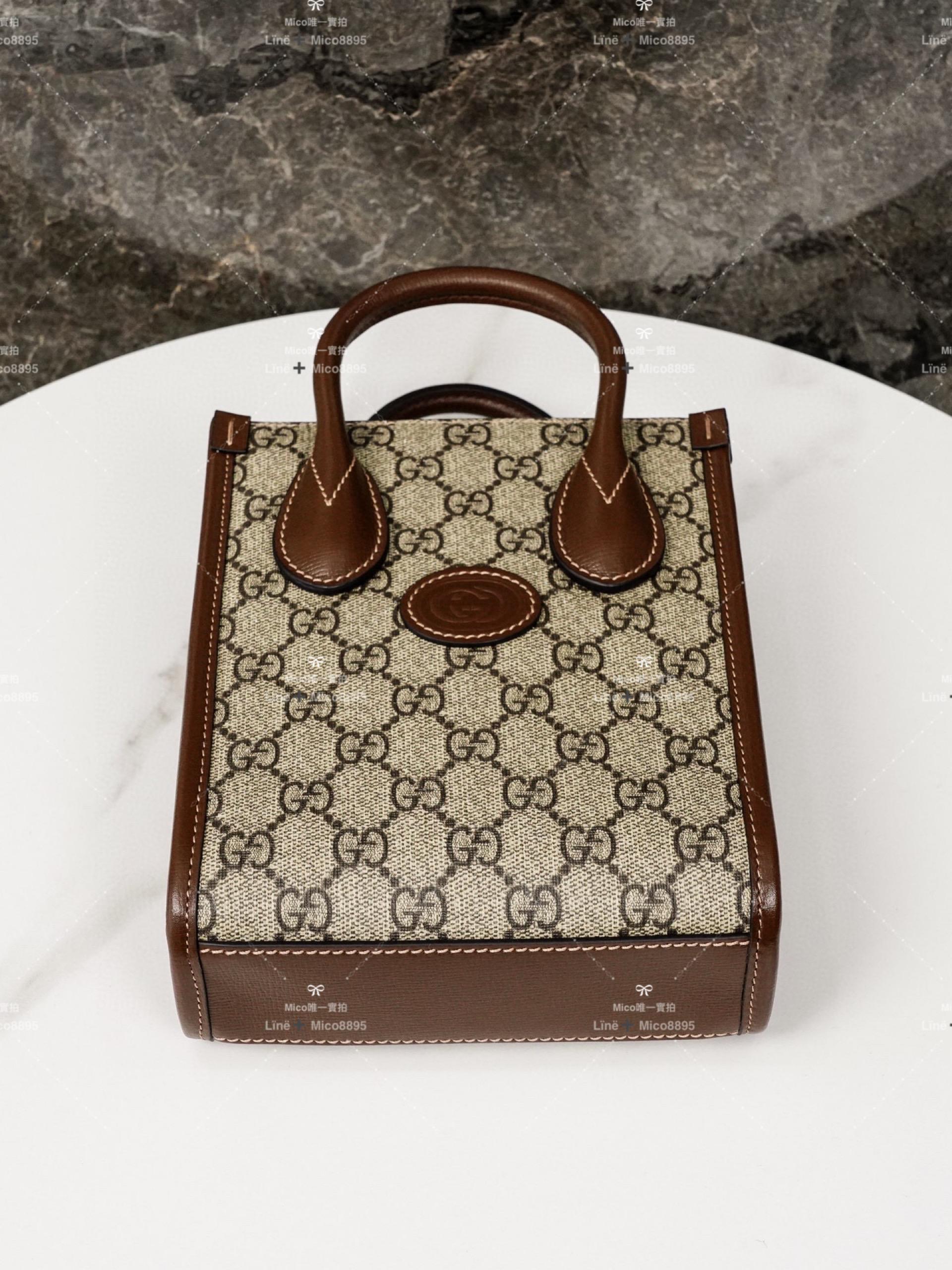 Gucci 𝐑𝐞𝐭𝐫𝐨 系列 經典老花 迷你托特包 16*20cm