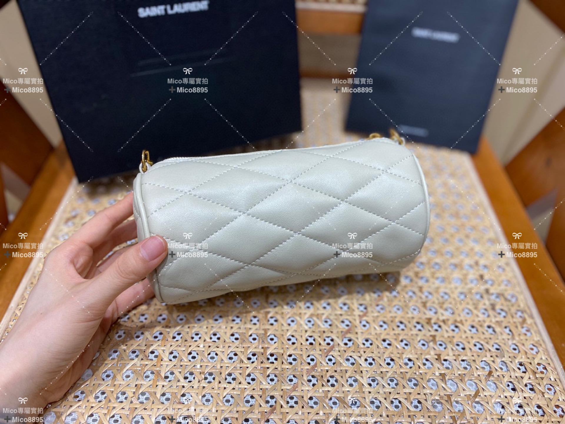 Saint Laurent 聖羅蘭 SADE 迷你圓管手袋 圓餅包 小羊皮 20cm