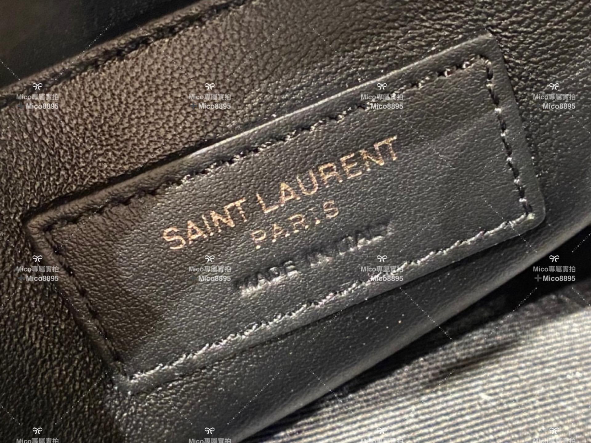 Saint Laurent 淺灰抓皺油蠟牛皮 Niki baby 22cm