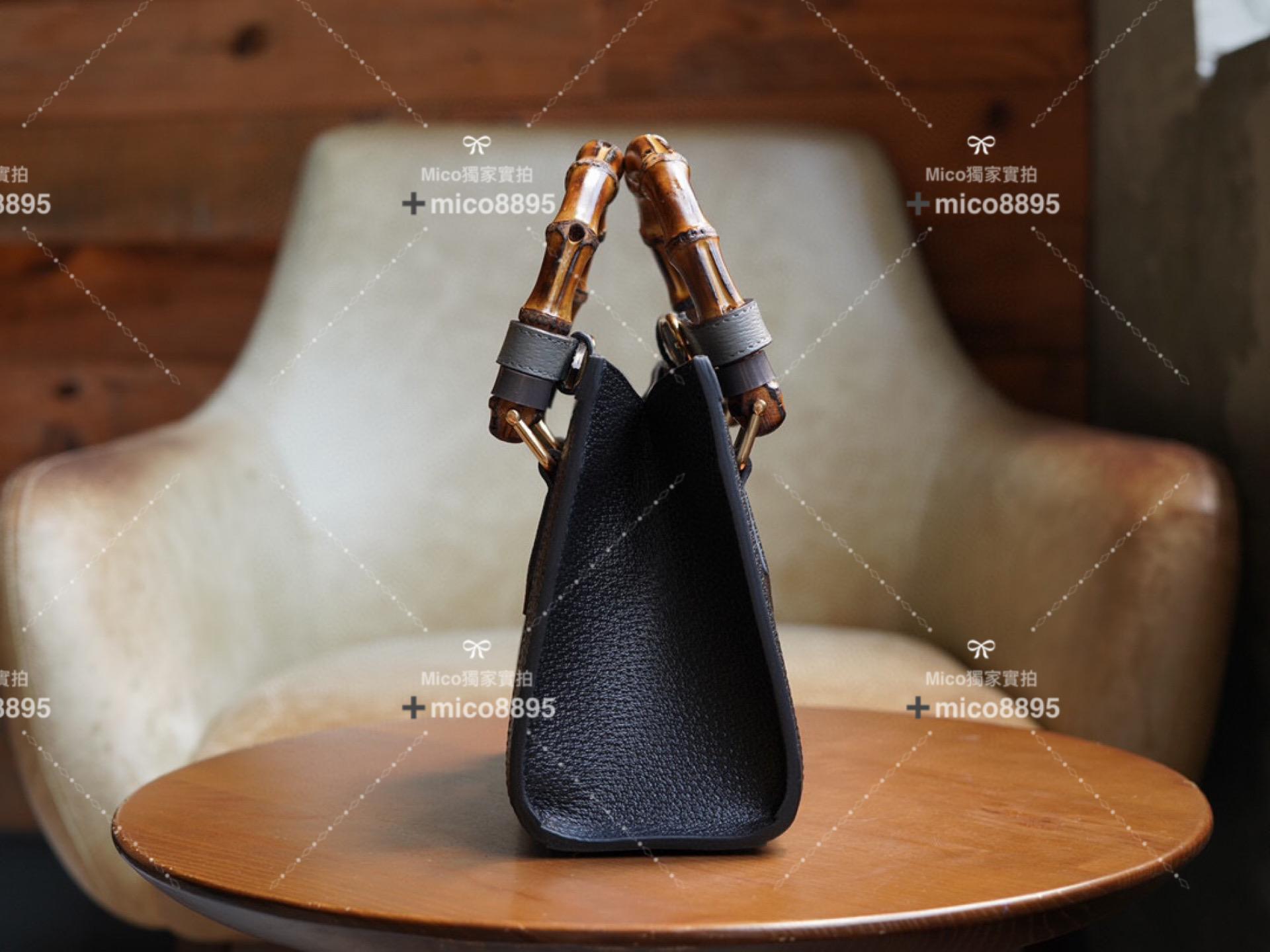 Gucci 𝐃𝐢𝐚𝐧𝐚竹節系列 （黑色牛皮）迷你托特包 手提包👜 20cm