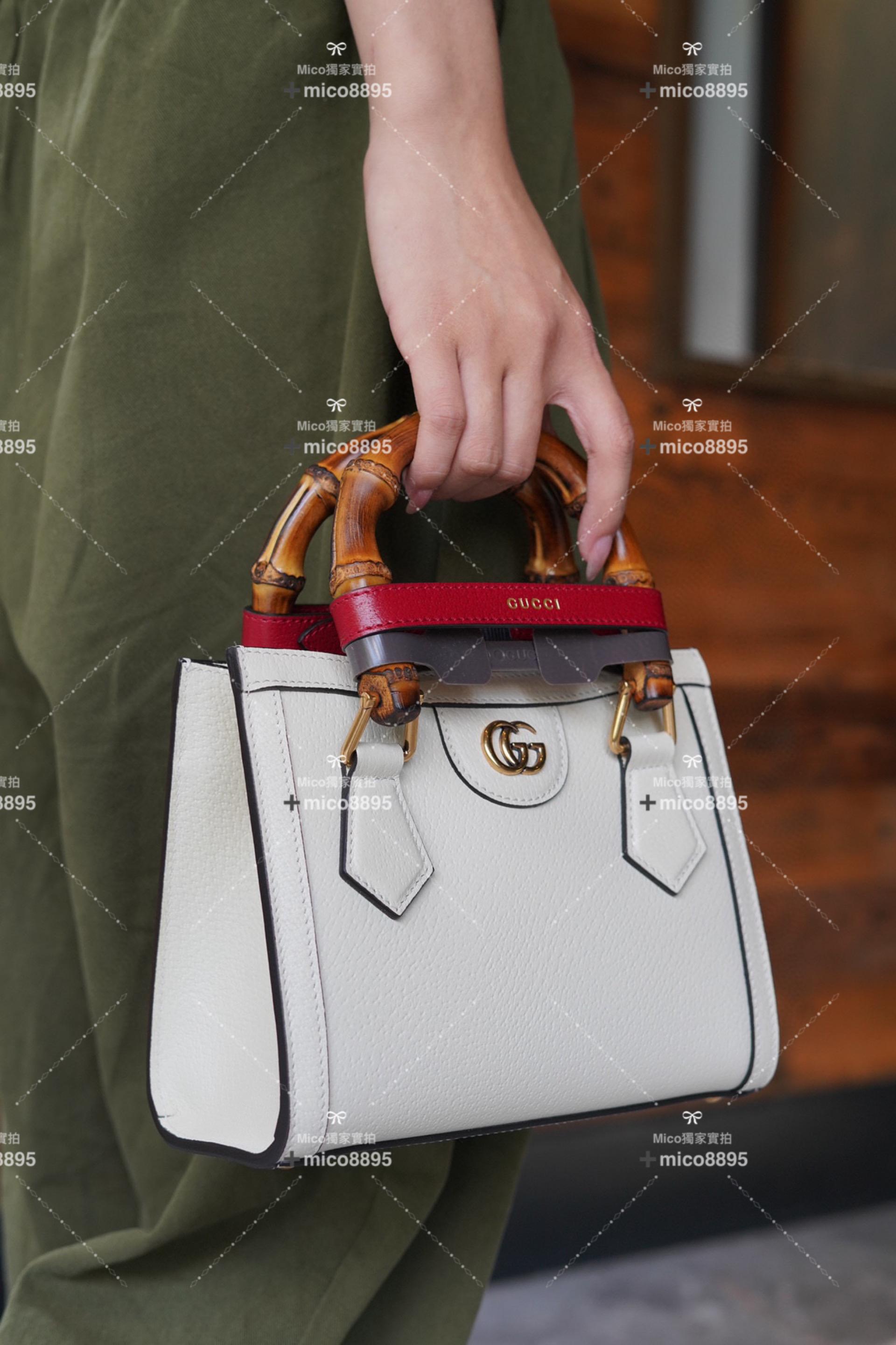 Gucci 𝐃𝐢𝐚𝐧𝐚竹節系列 （奶白色）迷你托特包 手提包👜 20cm
