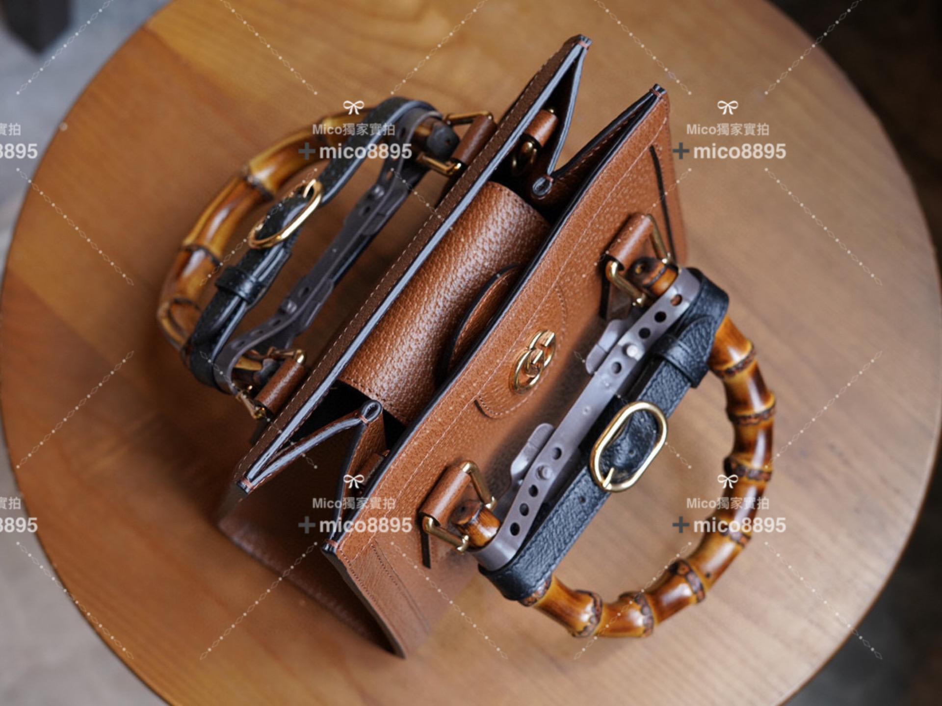 Gucci 𝐃𝐢𝐚𝐧𝐚竹節系列 （棕色🏾）迷你托特包 手提包👜 20cm