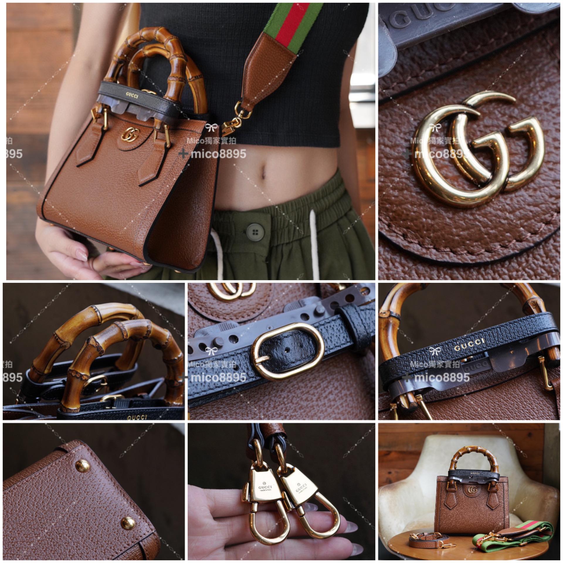 Gucci 𝐃𝐢𝐚𝐧𝐚竹節系列 （棕色🏾）迷你托特包 手提包👜 20cm