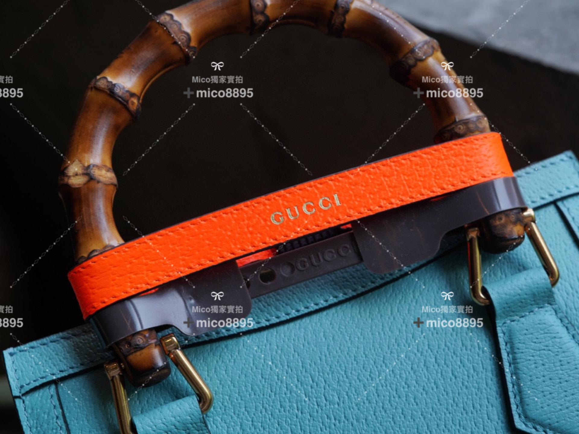 Gucci 𝐃𝐢𝐚𝐧𝐚竹節系列 天藍色迷你托特包 手提包👜 20cm