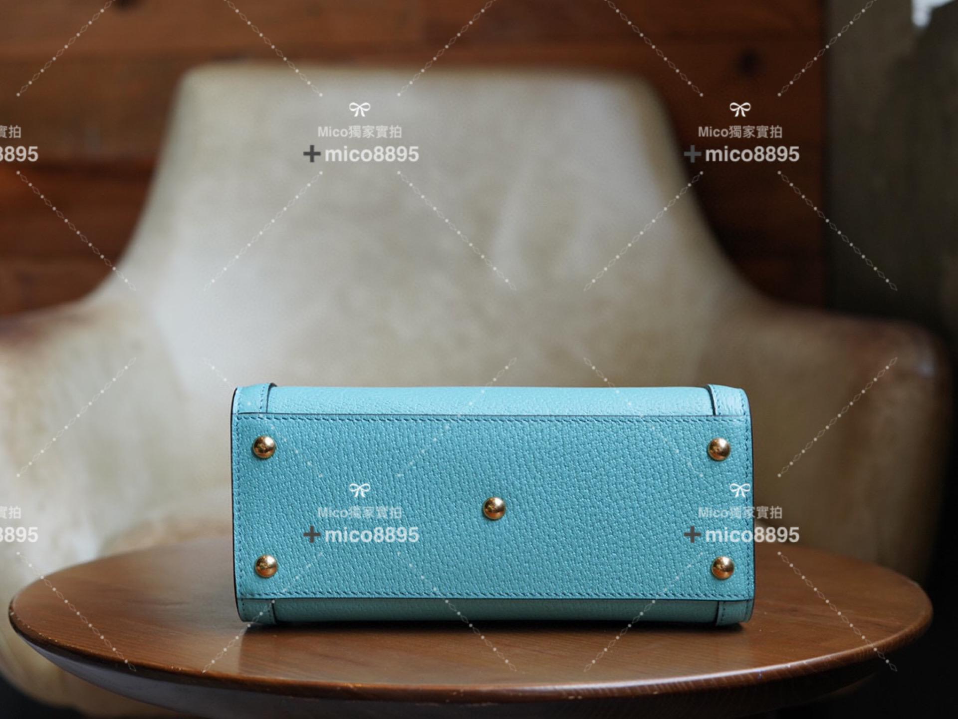 Gucci 𝐃𝐢𝐚𝐧𝐚竹節系列 天藍色迷你托特包 手提包👜 20cm