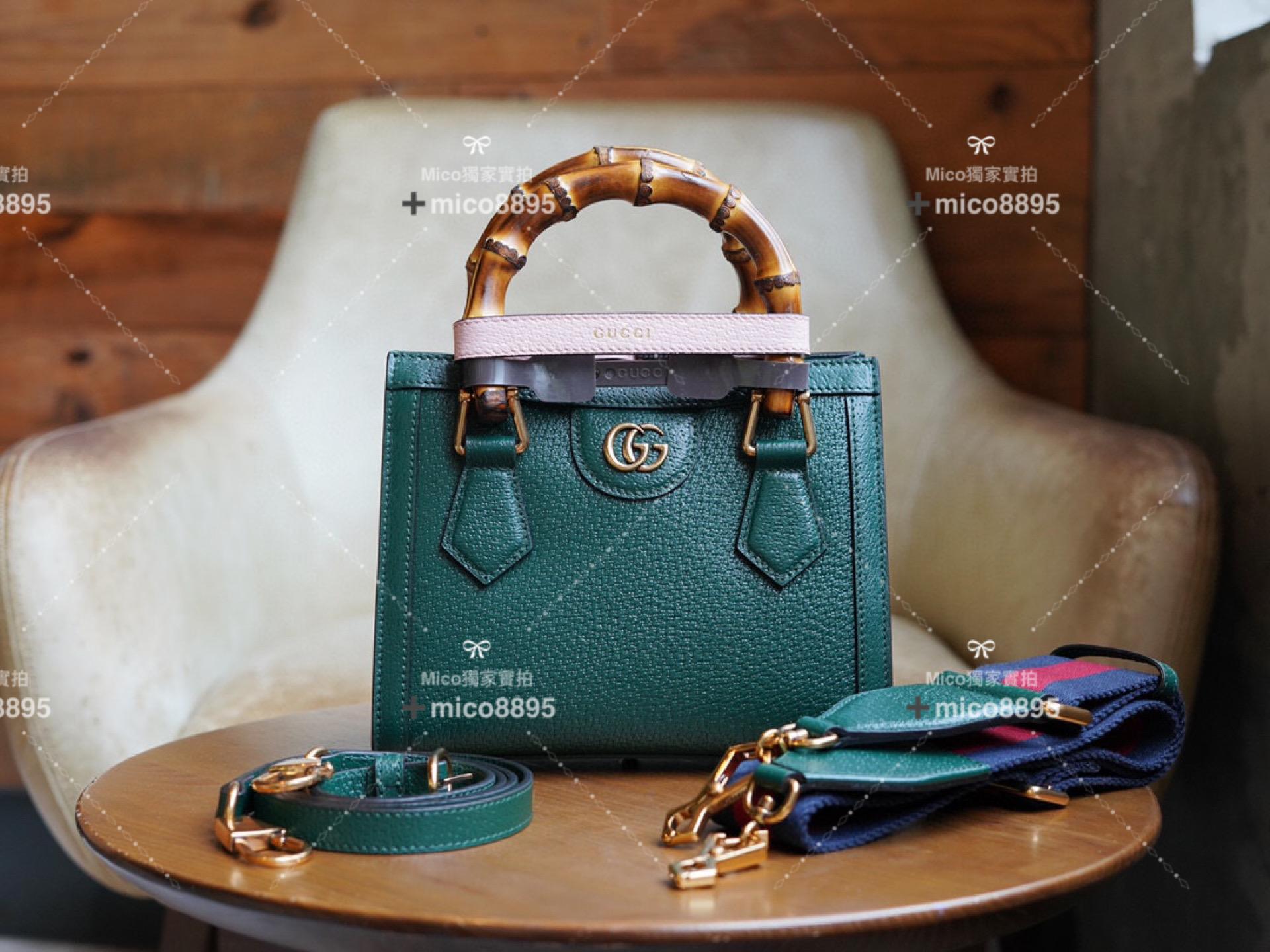 Gucci 𝐃𝐢𝐚𝐧𝐚竹節系列 （英國綠）迷你托特包 手提包👜 20cm