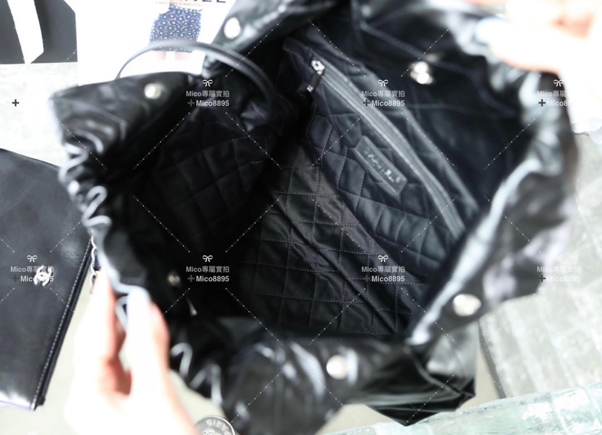 Chanel 22Bag 黑色牛皮/銀釦 購物袋/肩背包 中號 尺寸：𝟹𝟿*𝟺𝟸*𝟾 𝚌𝚖