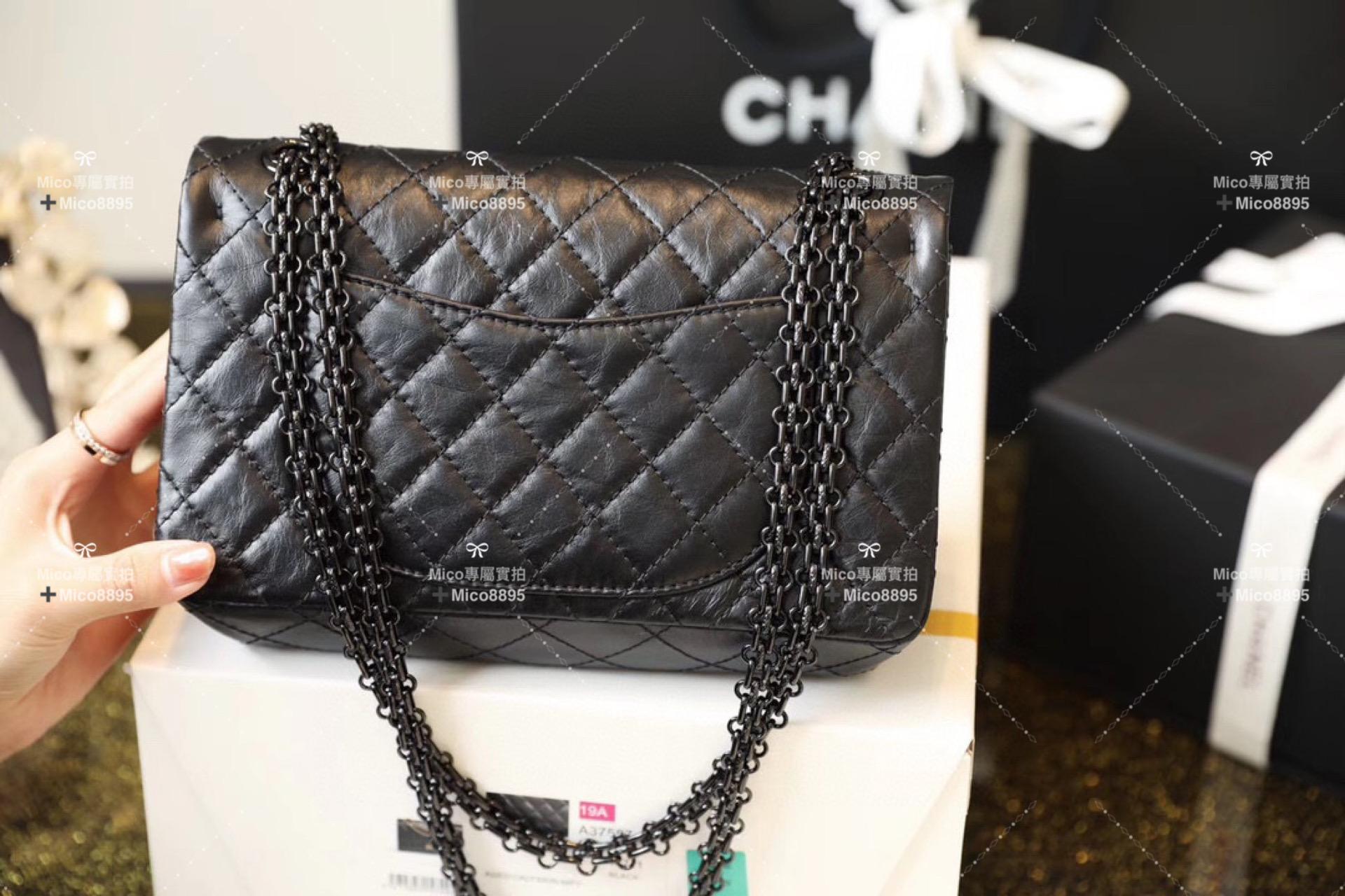 Chanel  2.55復刻系列◛中號 24cm 𝑺𝒐 𝑩𝒍𝒂𝒄𝒌 全黑色 槍扣