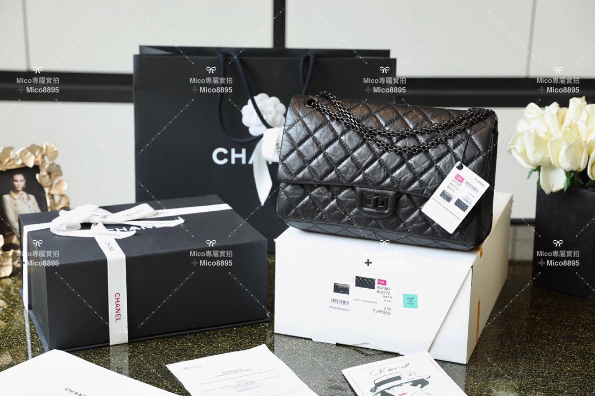 Chanel  𝟐.𝟓𝟓復刻系列◛大號 28cm 𝑺𝒐 𝑩𝒍𝒂𝒄𝒌 全黑色 槍扣