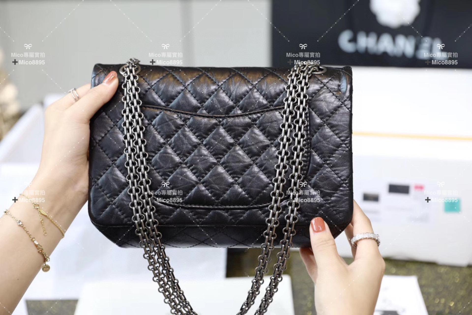 Chanel 𝟐.𝟓𝟓復刻 🜲 中號 經典系列 黑色復古銀 24cm