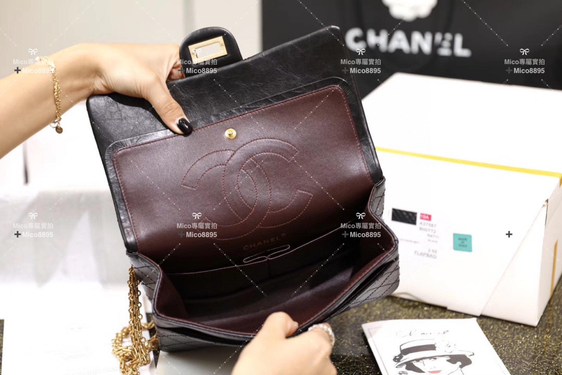 Chanel 2.55 復刻 🜲 中號 經典系列 黑色復古金 24cm