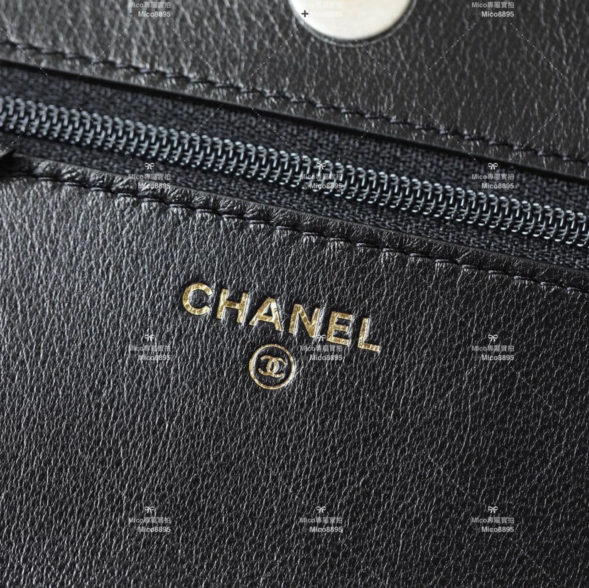Chanel 22早春款 黑色銀釦 19系列WOC 斜挎錢包