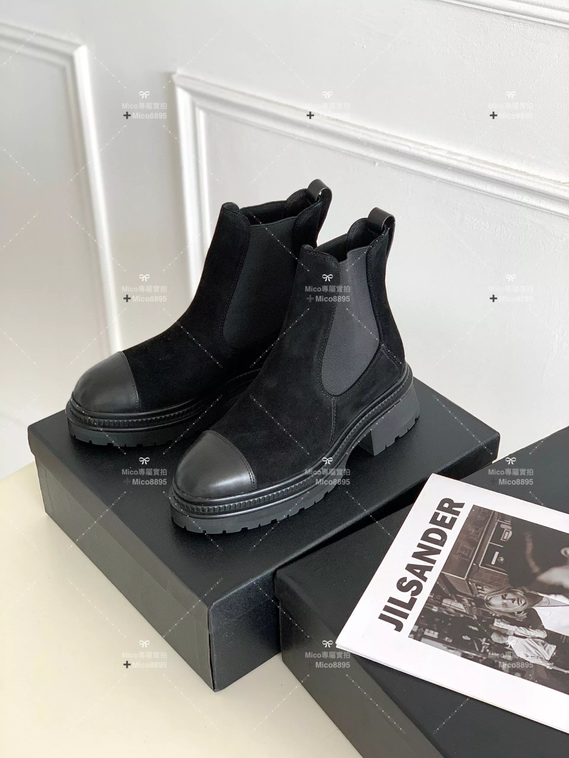 Chanel 2022秋冬新款 麂皮黑 微尖頭切爾西短靴 騎士靴 35-40