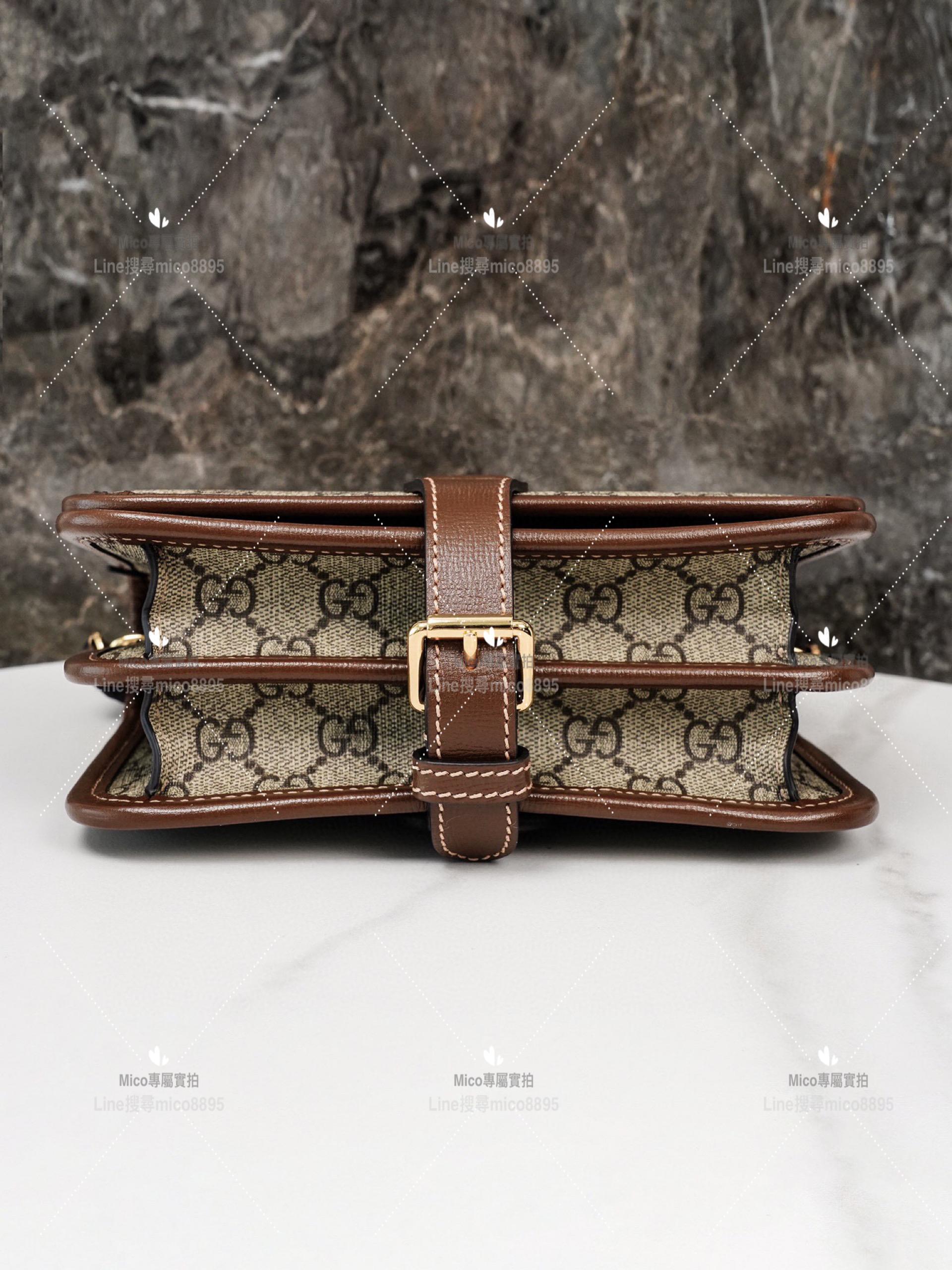 GUCCI Retro系列 老花紋 風琴郵差包 20cm