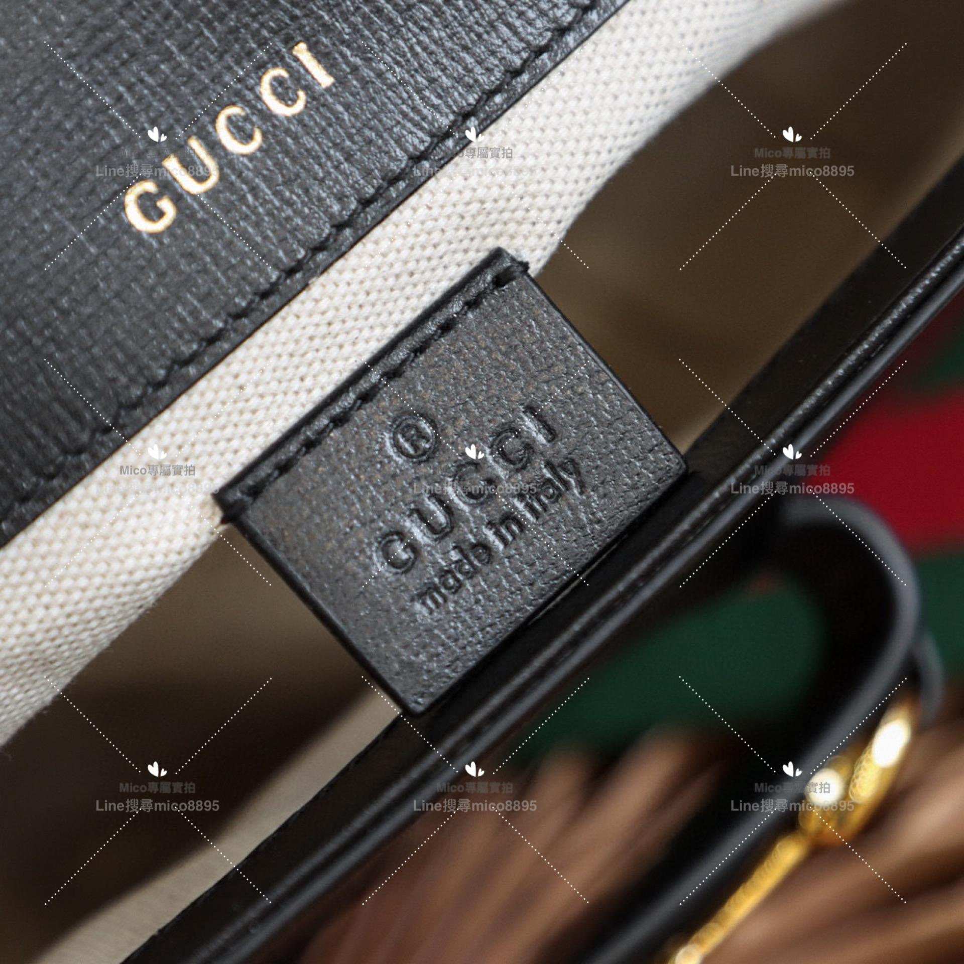 GUCCI 全皮款黑色 Horsebit 1955 迷你馬銜扣斜肩背包 20cm