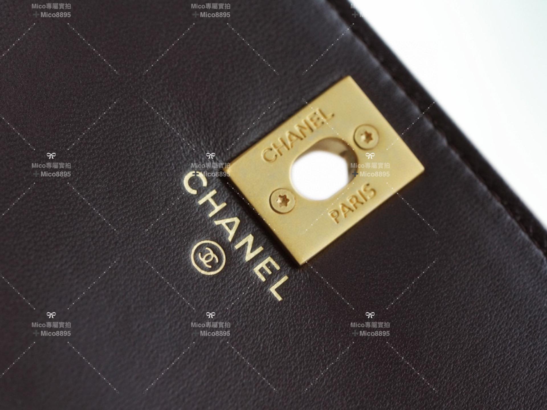 Chanel 22K系列 小金柱 調節扣woc 深棕🤎