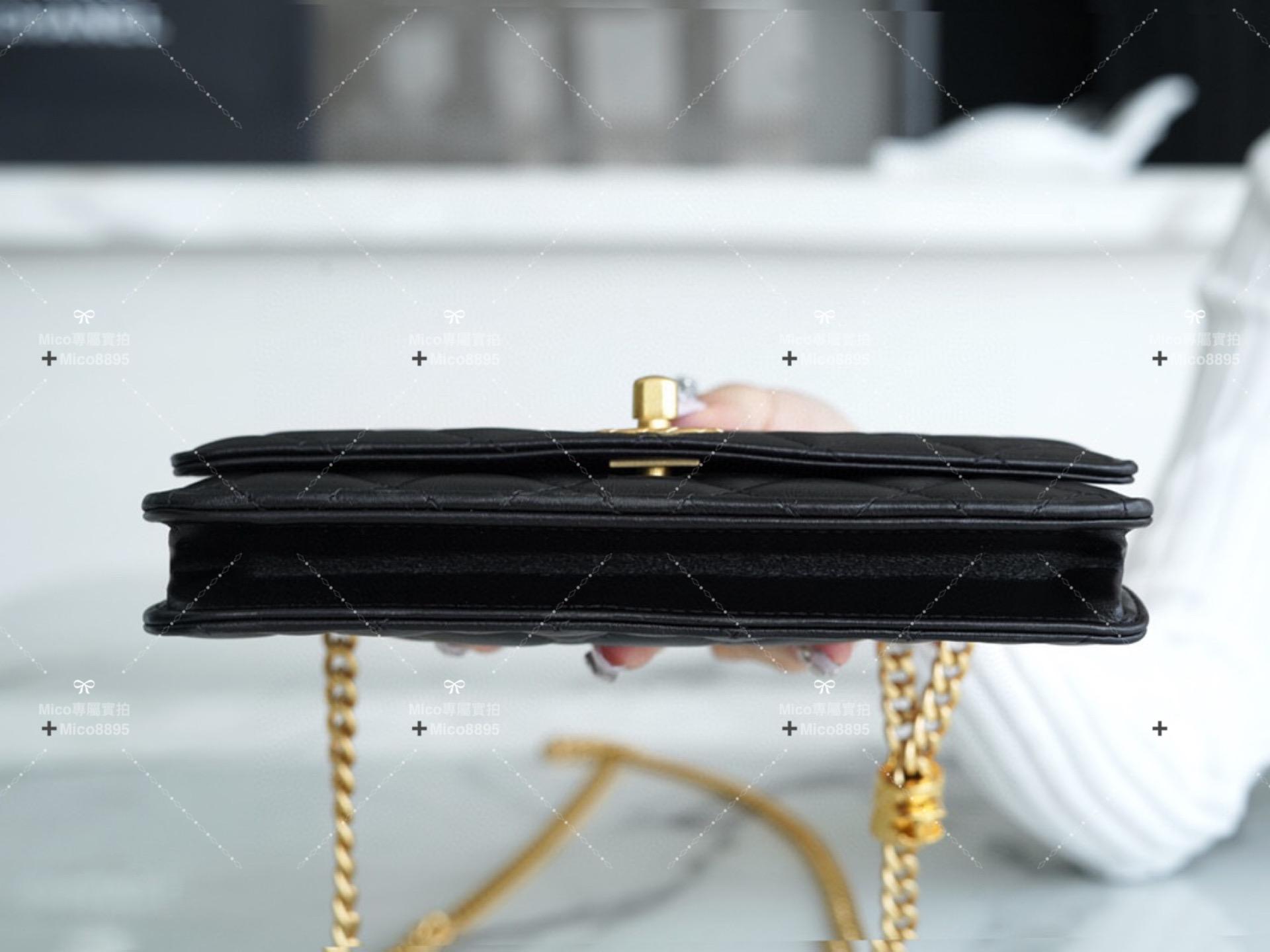 Chanel 22K系列 黑色 小金柱 調節扣woc
