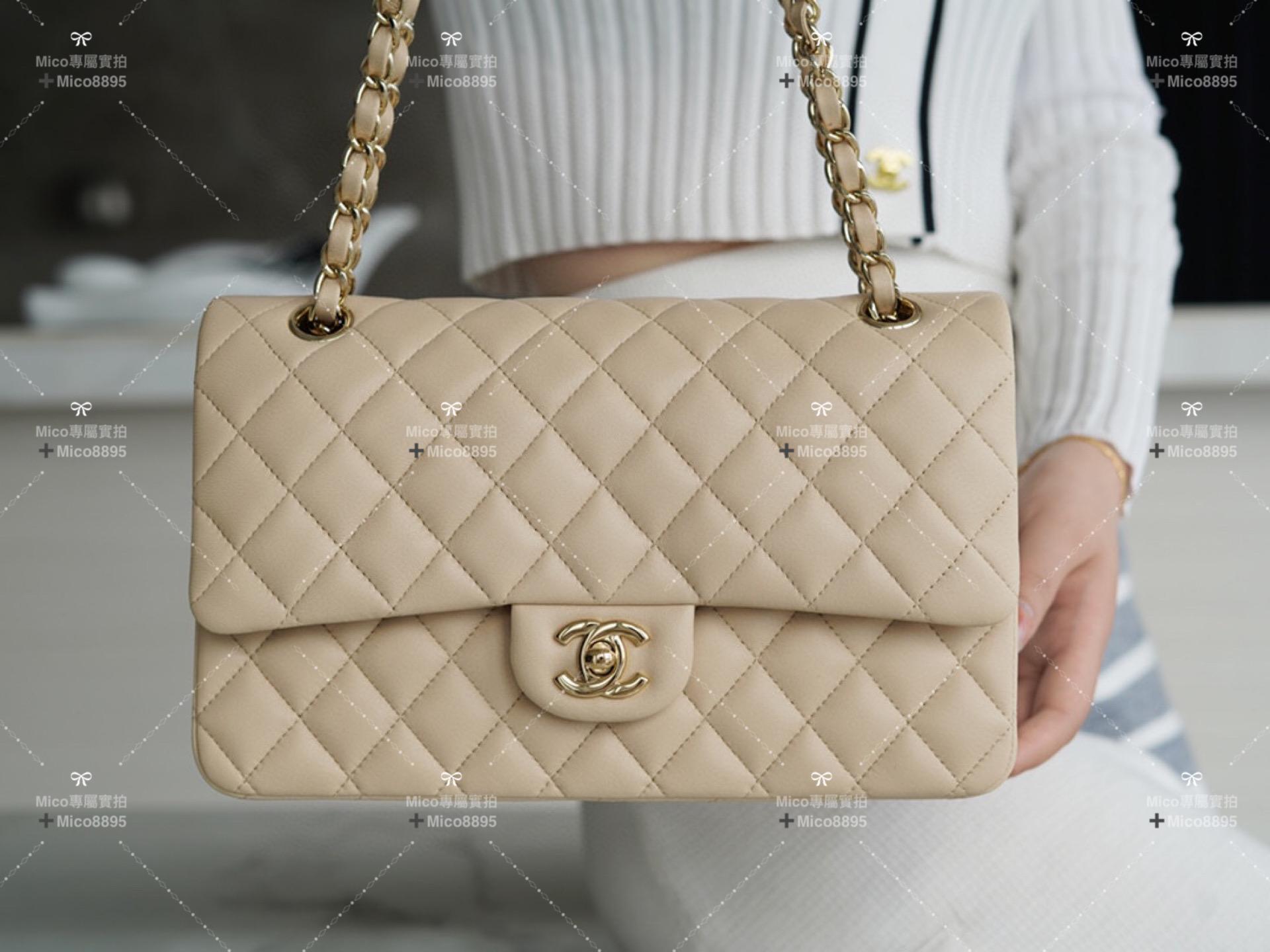 Chanel CF「Classic Flap」經典口蓋包 優雅淺杏色🔆 25cm