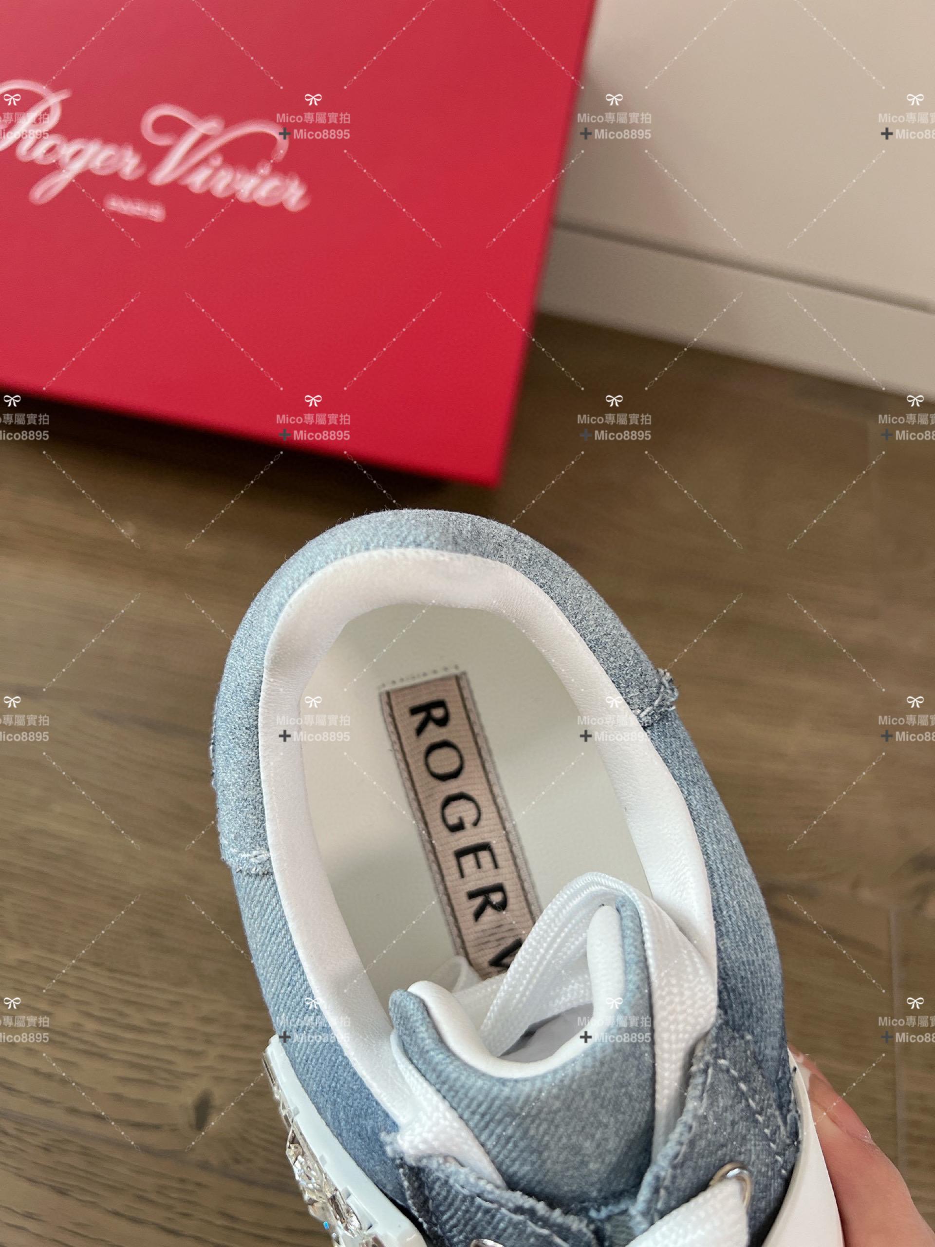 RV Roger vivier 23/年春夏新款鑽扣小白鞋 牛仔拼 35-40