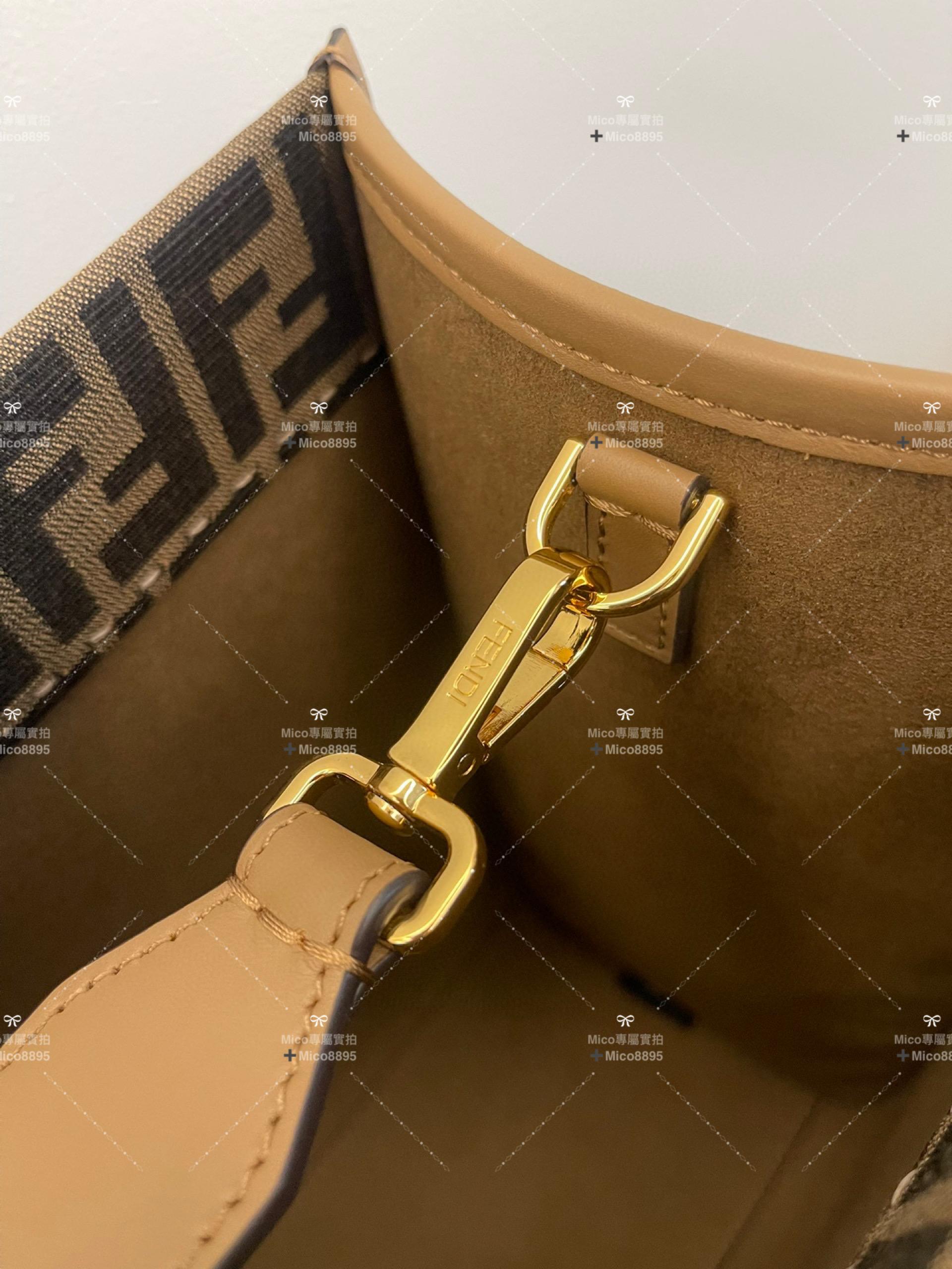 Fendi TOTE 托特包「陽光手提袋」經典雙F老花包身，琥珀色雙手柄 大款 40cm