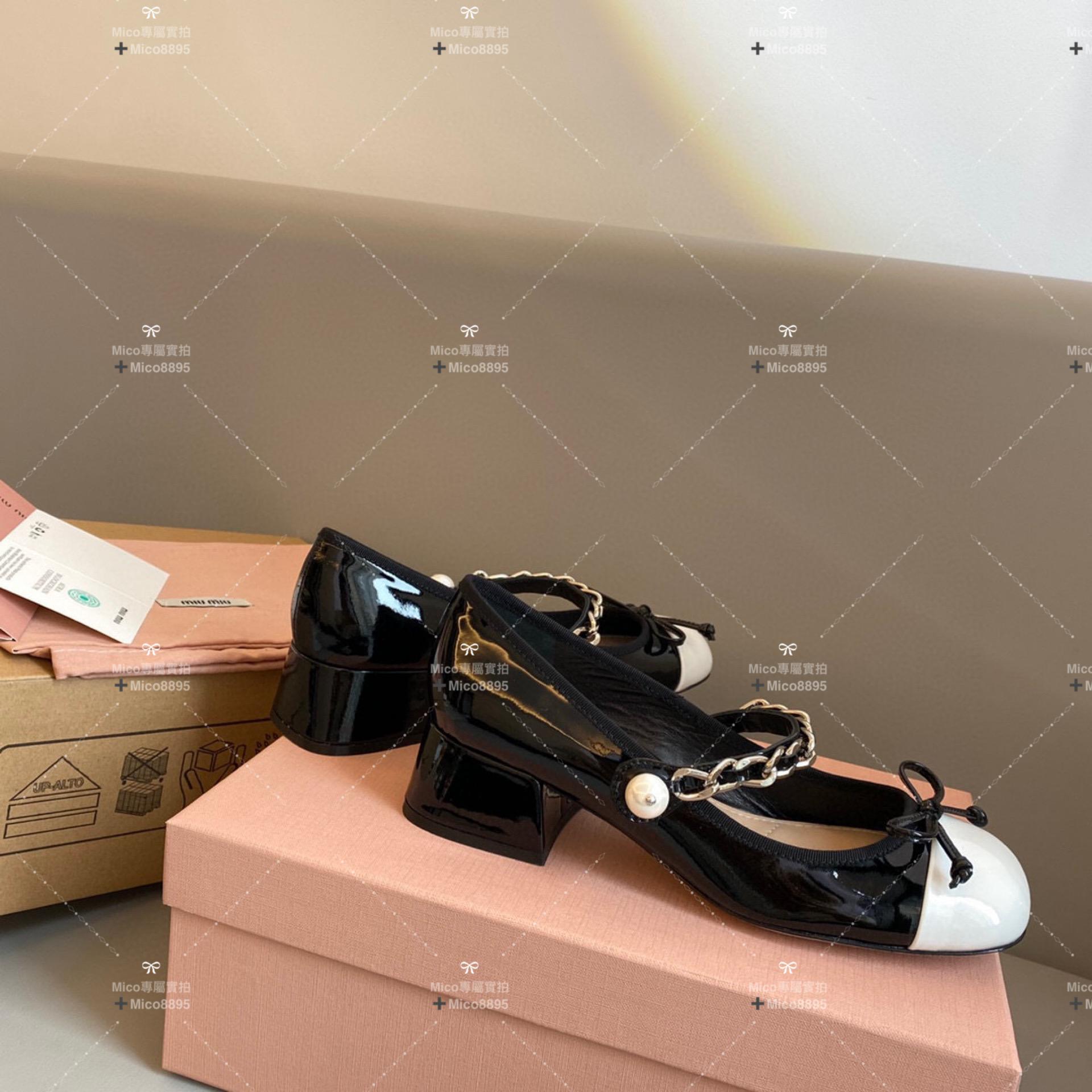 Miumiu 新品 瑪麗珍涼鞋 低跟款5.5cm 方頭涼鞋 非常修飾腳型 /35-40