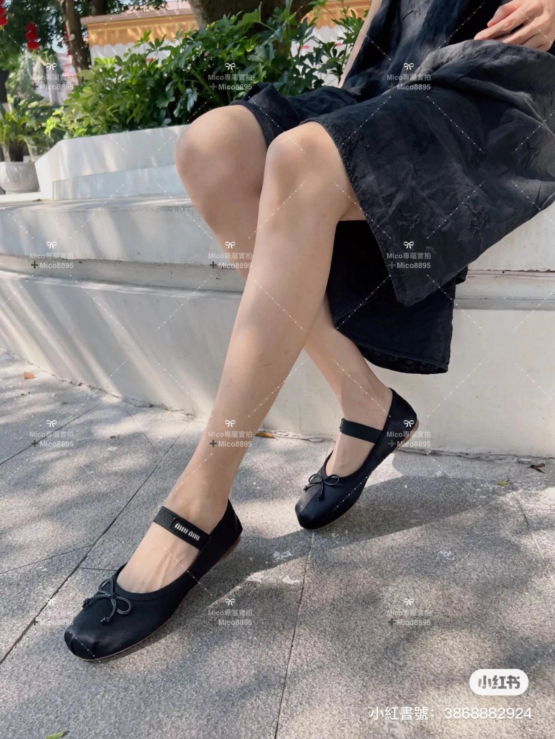 MIUMIU 新款綢緞 黑色真絲 瑪麗珍芭蕾舞鞋/平底鞋/娃娃鞋 35-39