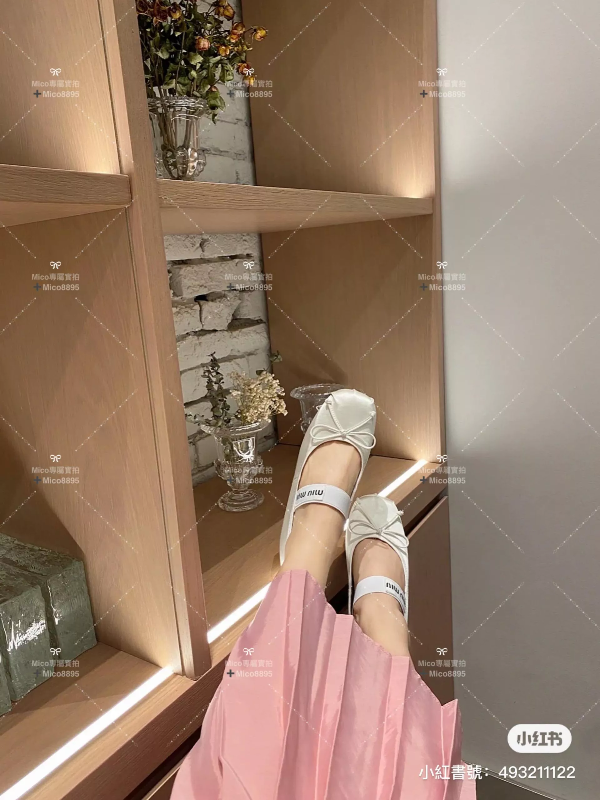 MIUMIU 新款綢緞 珠光白色真絲 瑪麗珍芭蕾舞鞋/平底鞋/娃娃鞋 35-39
